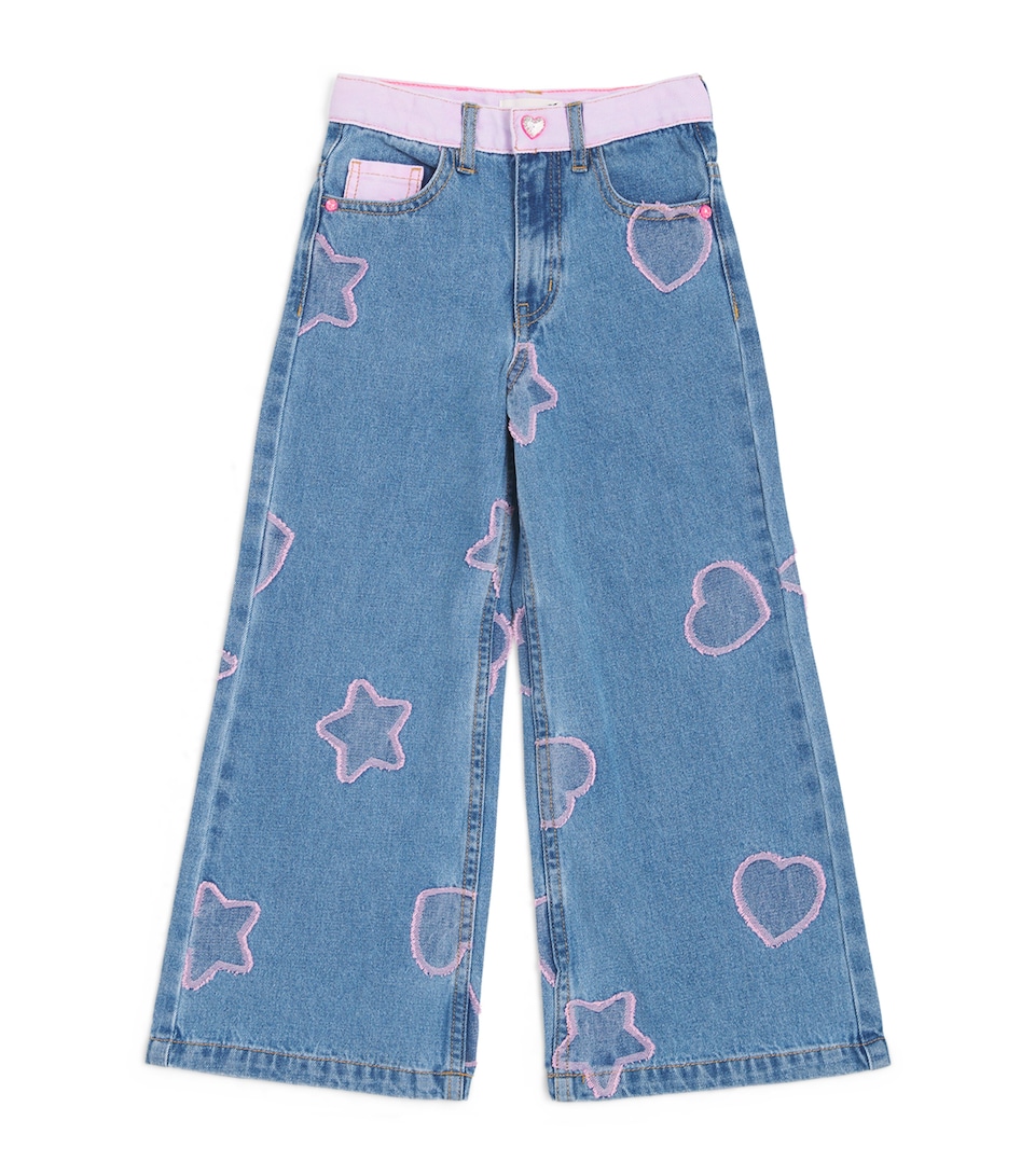 Billieblush Embroidered Wide-Leg Jeans (2-12 Years) Denim Blue