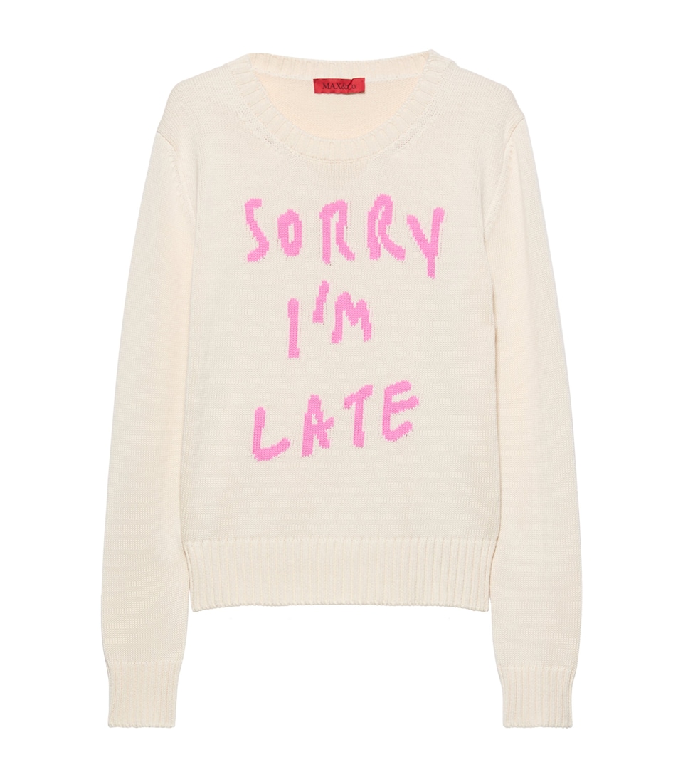 MAX&Co. Womens Cotton Slogan Sweater Wool White
