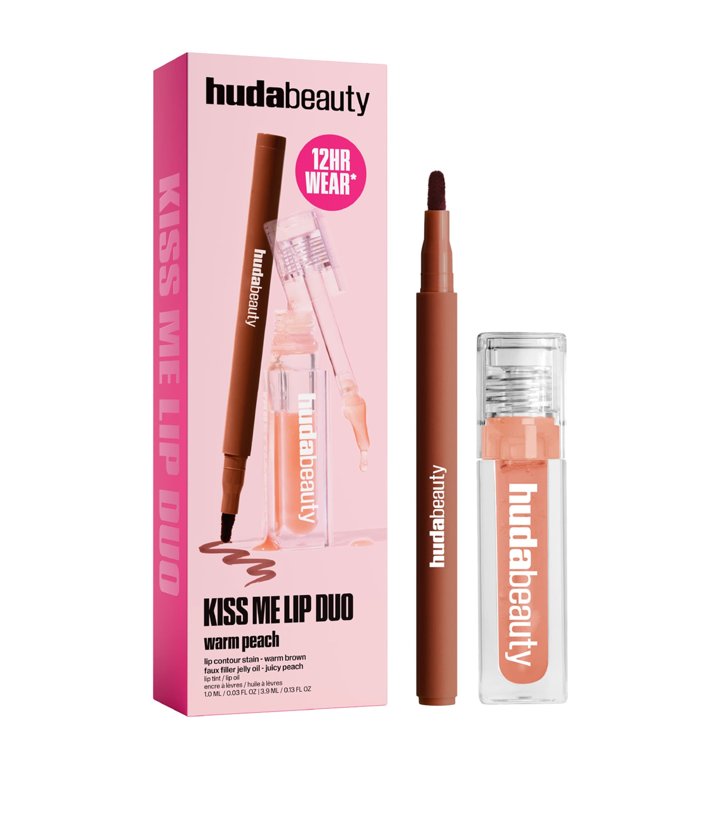 Huda Beauty Kiss Me Lip Duo Gift Set Warm Brown