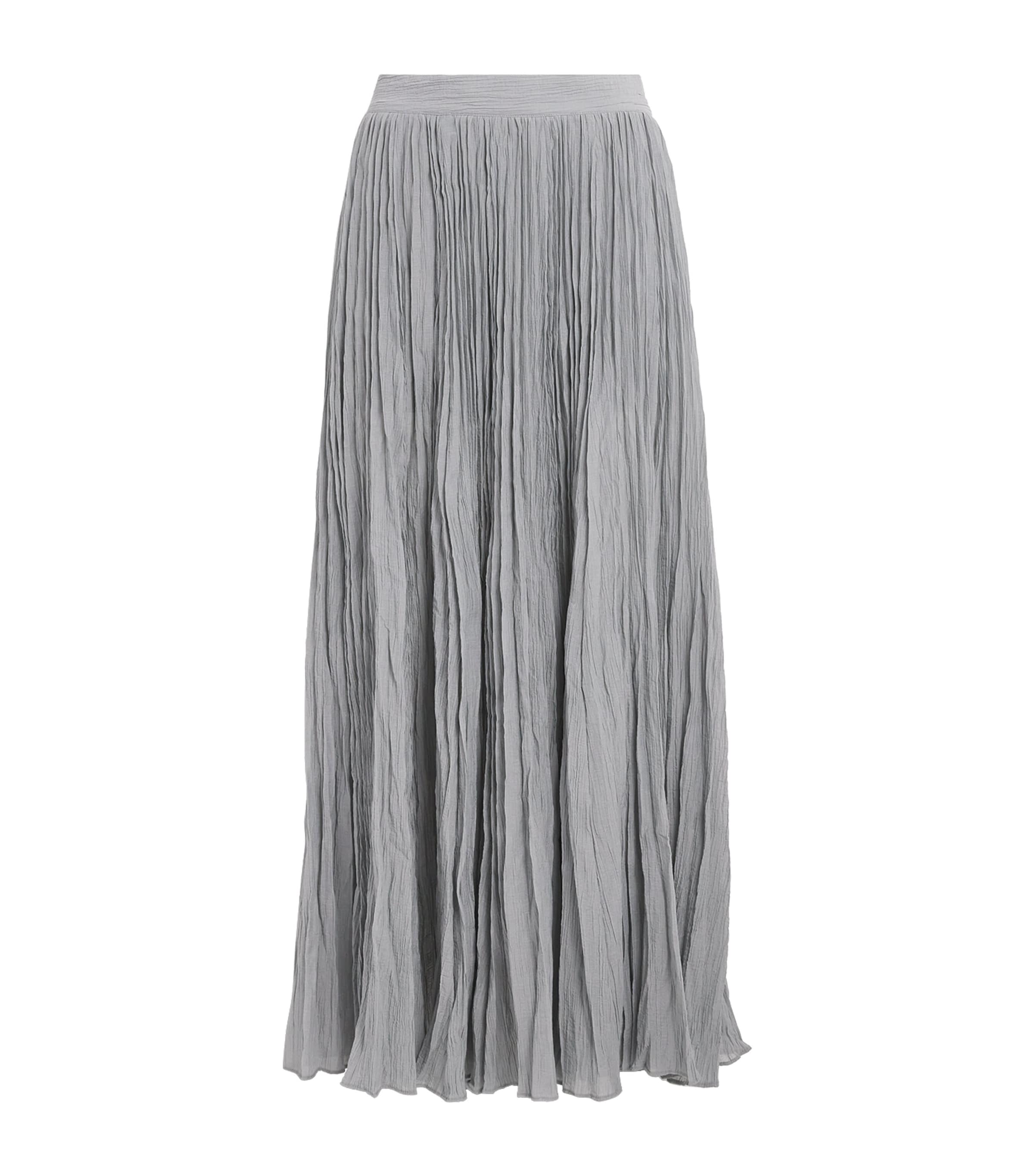 Organic Cotton-Blend Pleated Midi Skirt
