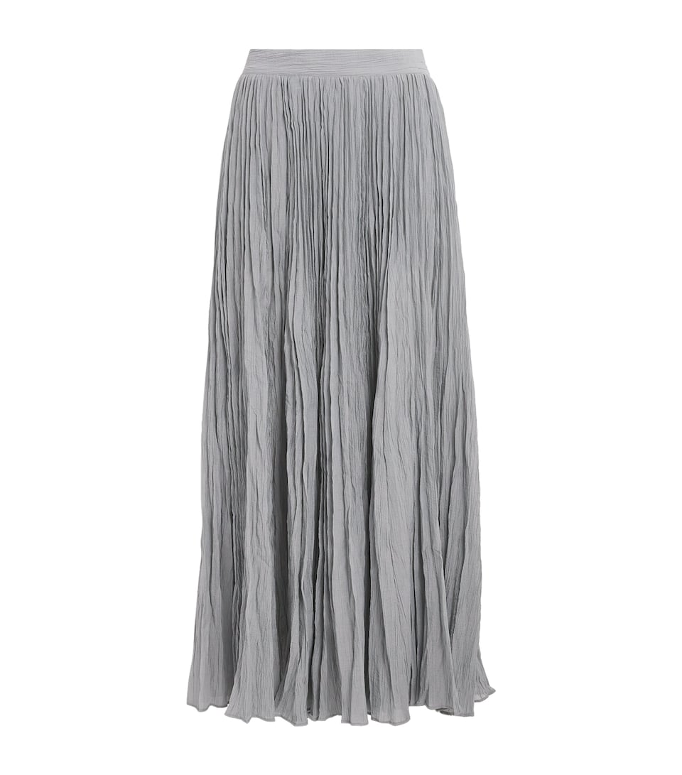 Organic Cotton-Blend Pleated Midi Skirt