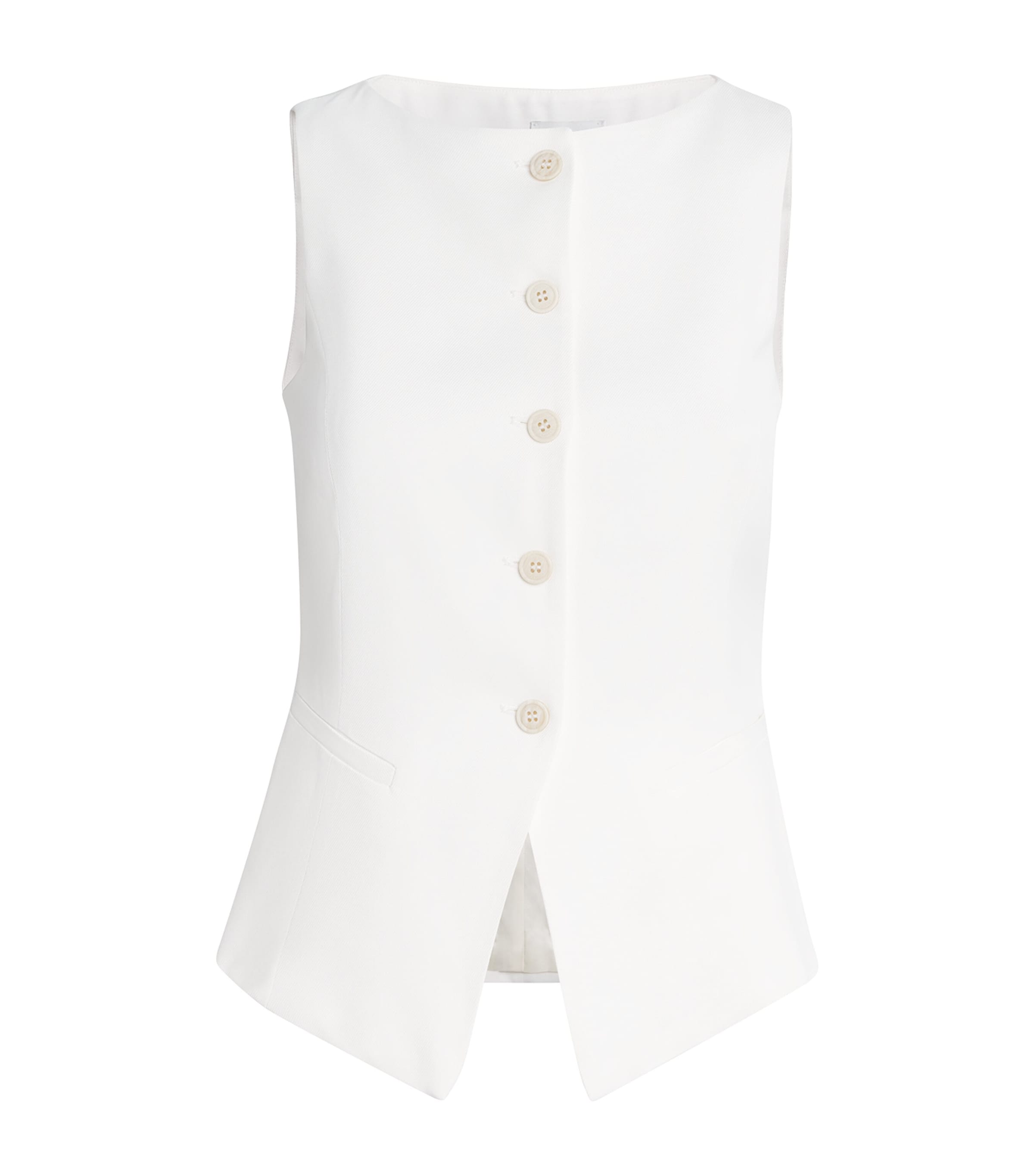 Eleventy Womens Twill Waistcoat Bianco