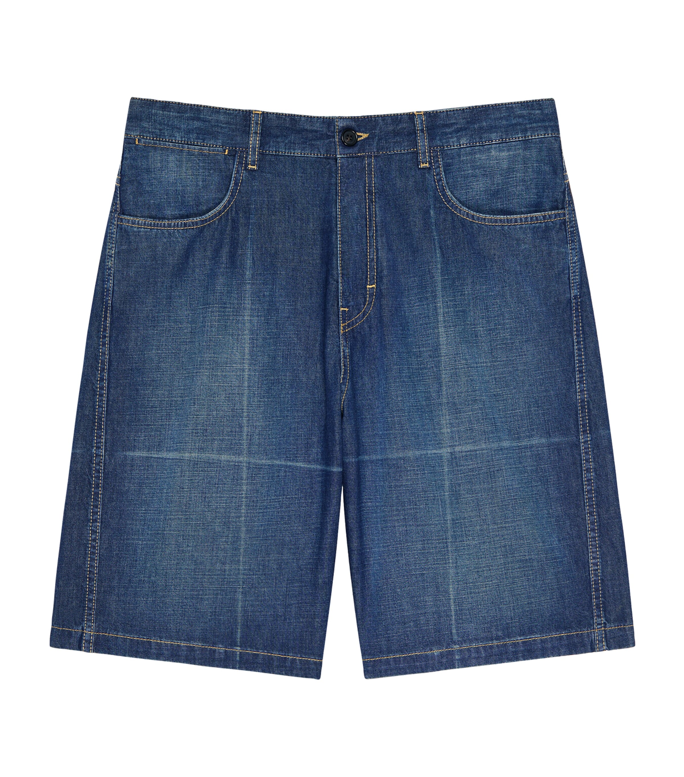 Givenchy Mens Folded-Effect Couture Seam Denim Shorts