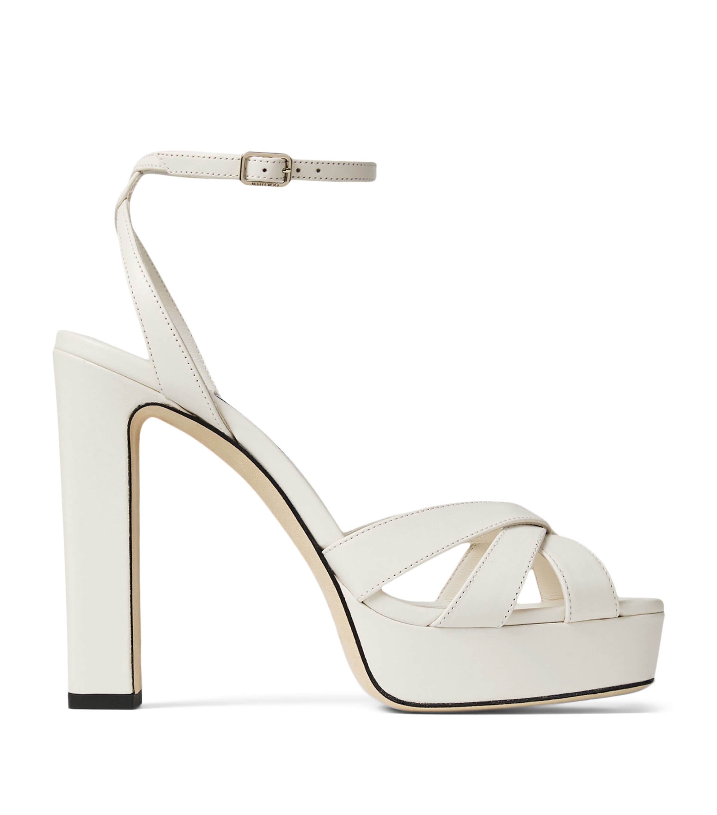 Jimmy Choo Kove 120 Nappa Leather Platform Sandals Latte