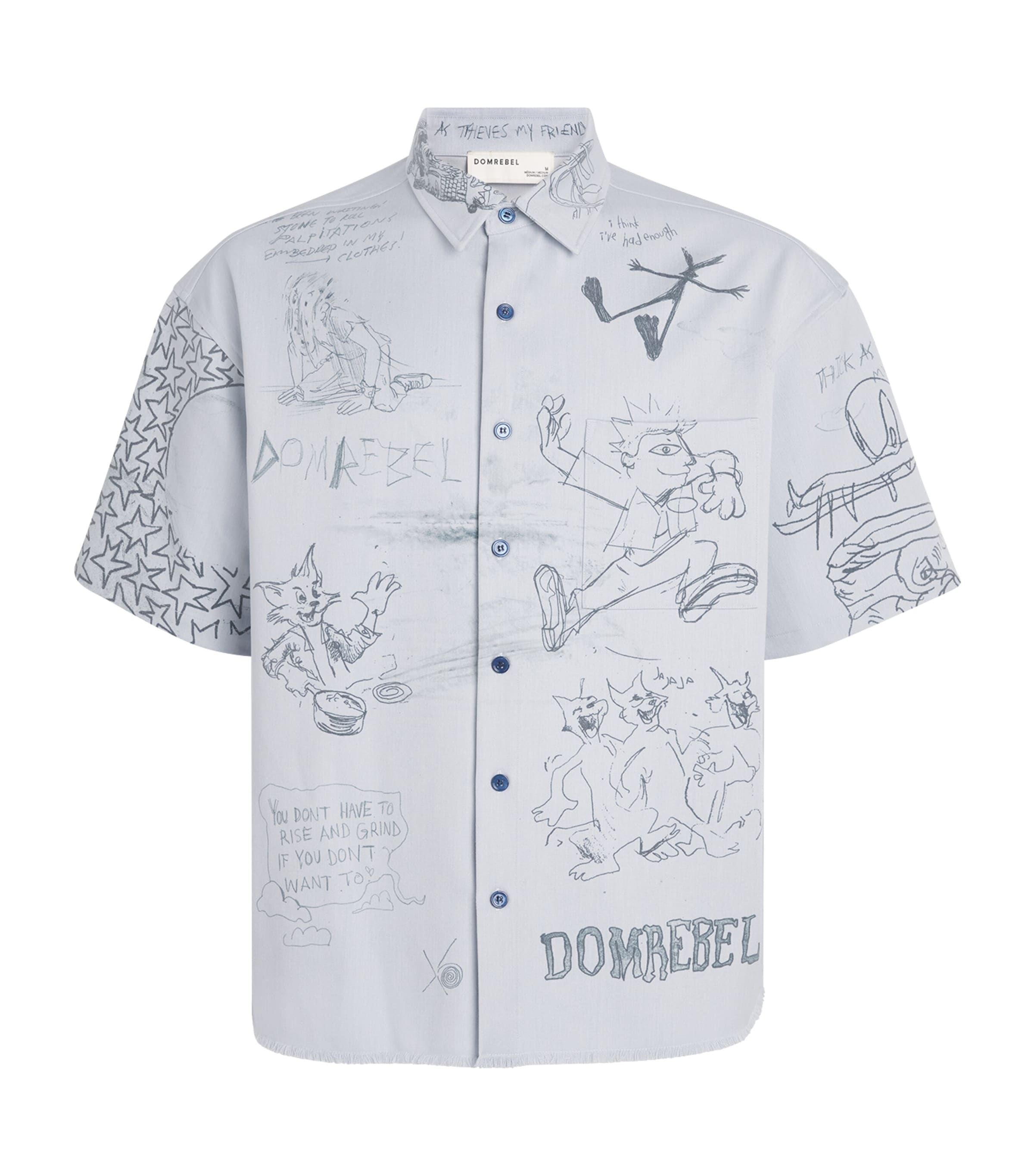 DOMREBEL Mens Sketchy Short-Sleeve Shirt Blue