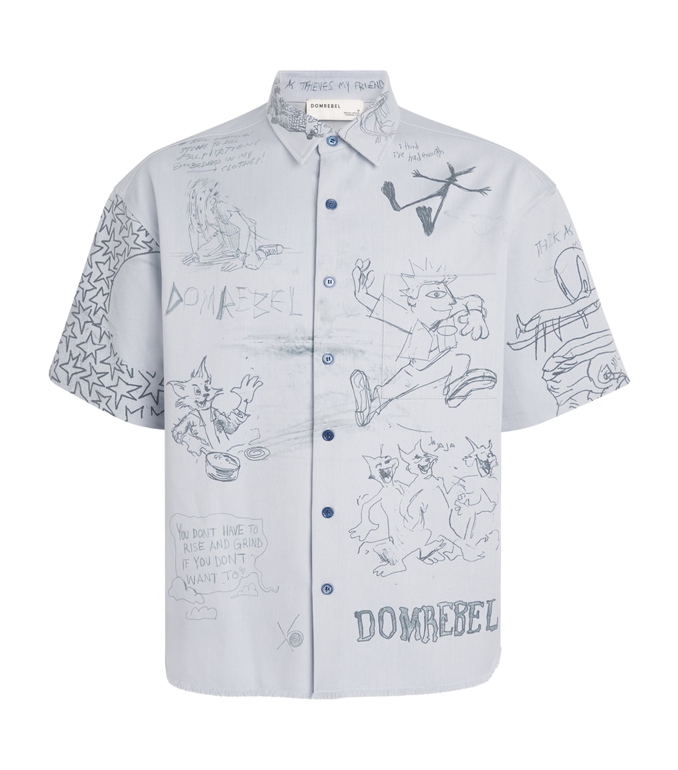 DOMREBEL Mens Sketchy Short-Sleeve Shirt Blue