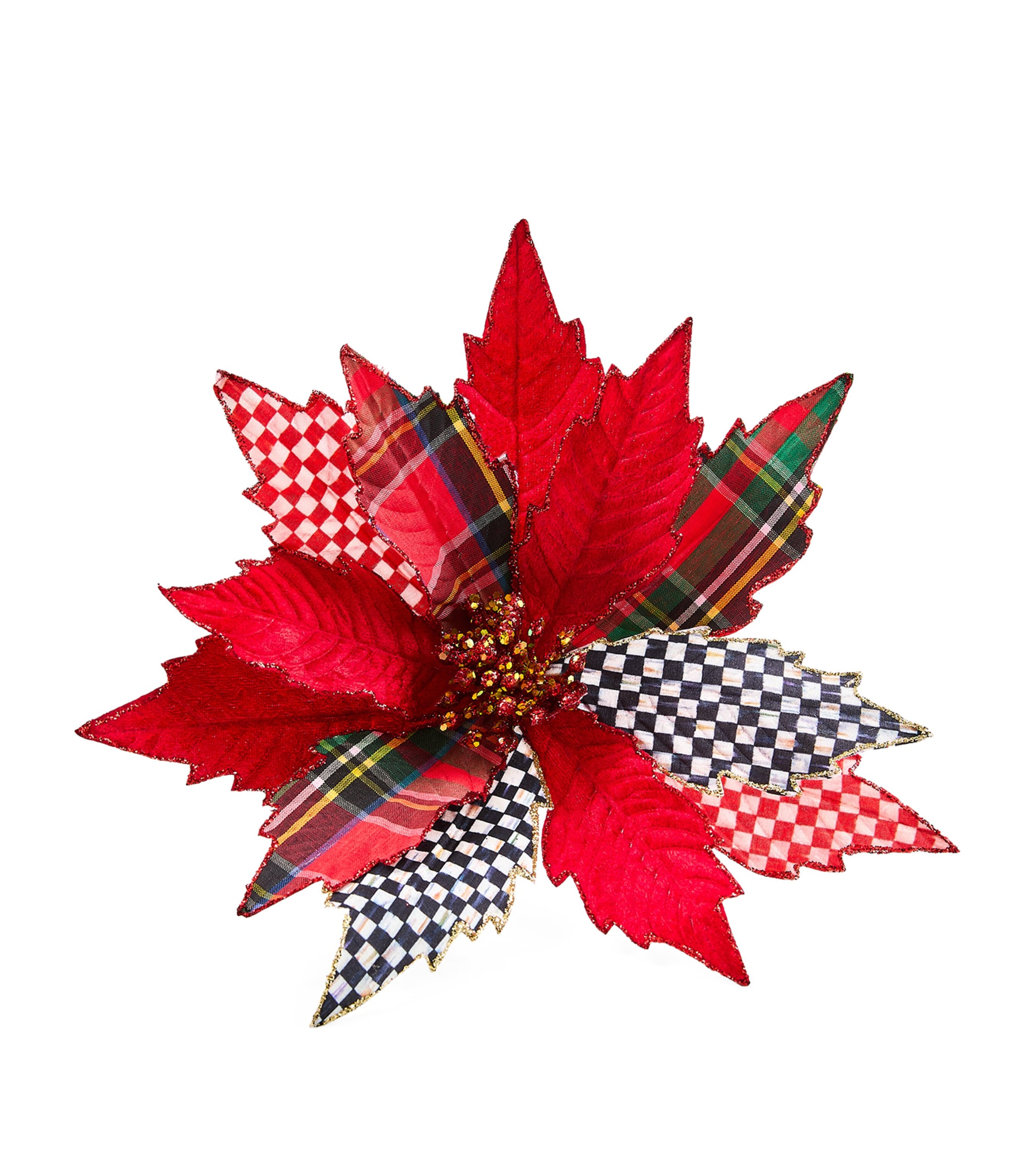 MacKenzie-Childs Timeless Tartan Poinsettia Clip Decoration Red