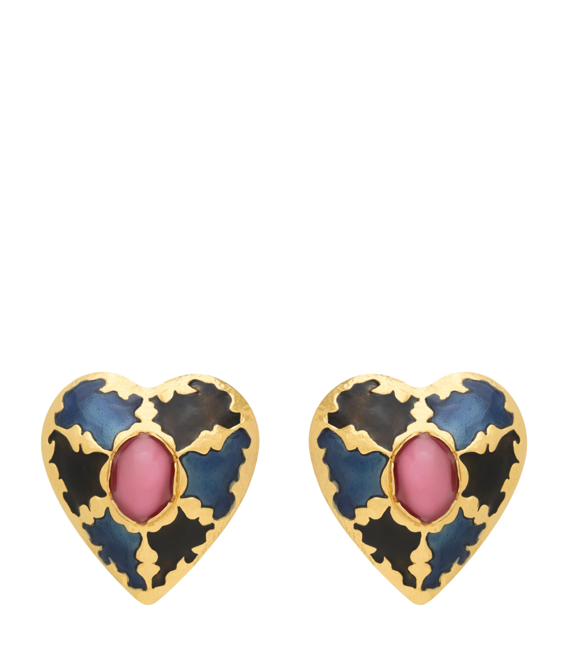 Saint Laurent Enamel Heart Clip-On Earrings