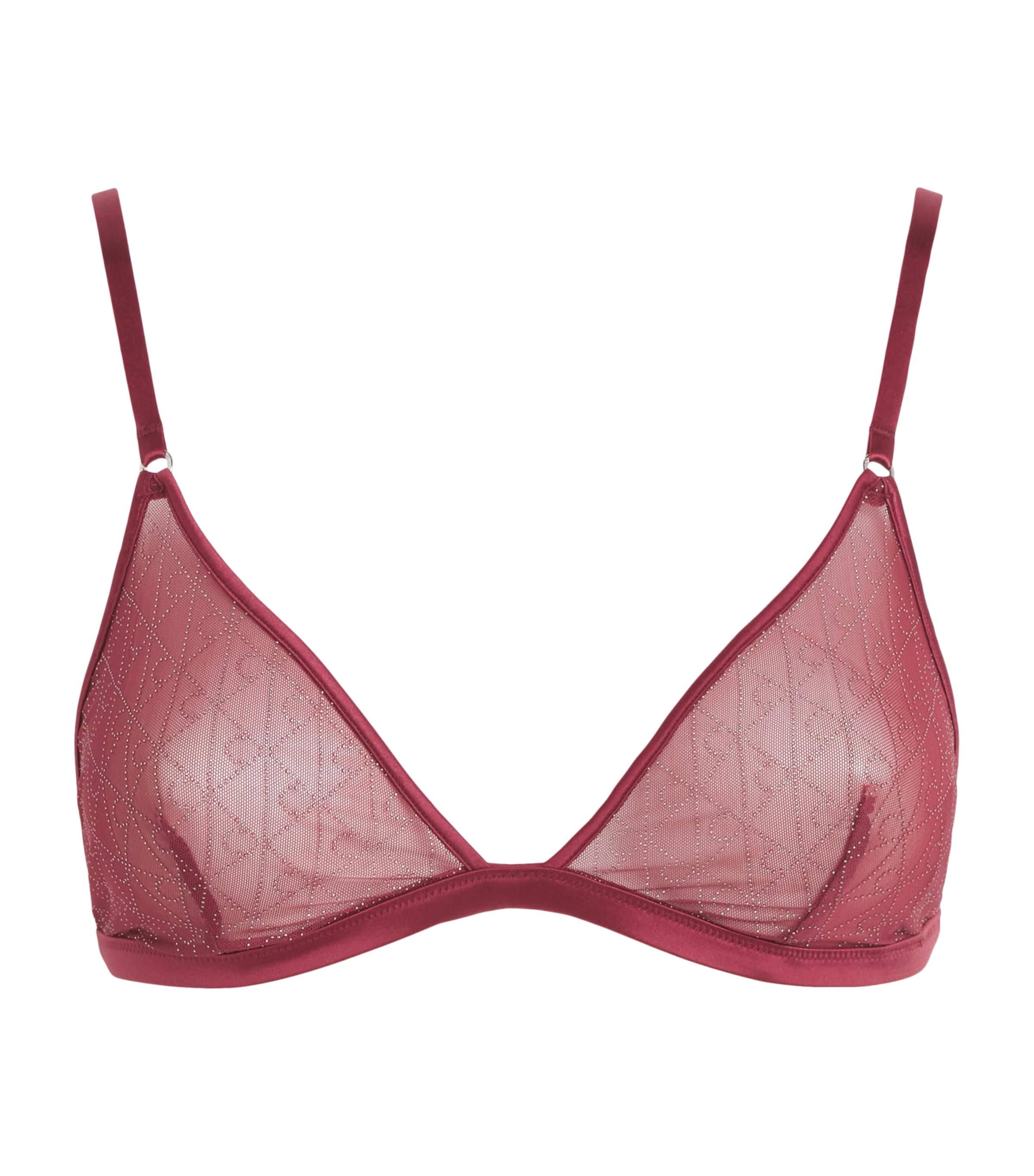 Calvin Klein Womens Mesh Emblem Triangle Bra Established Red