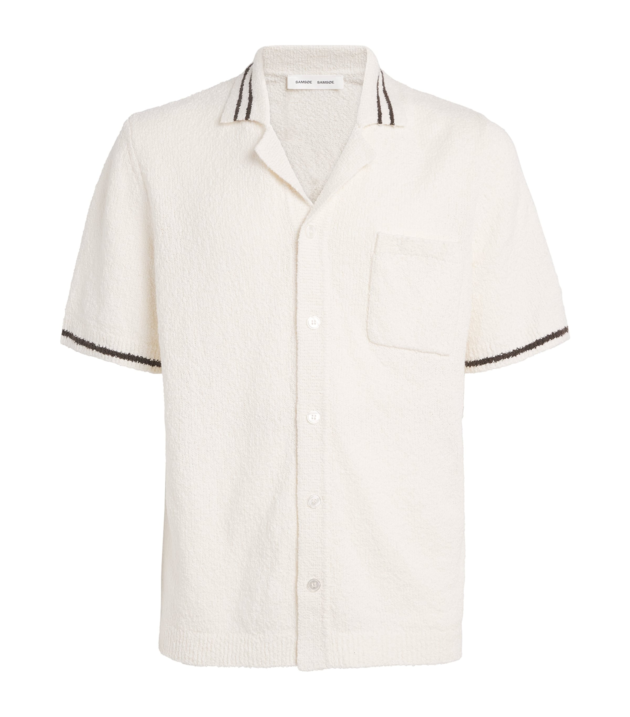 Samsøe Samsøe Mens Bouclé Sapedro Short-Sleeve Shirt Clear Cream