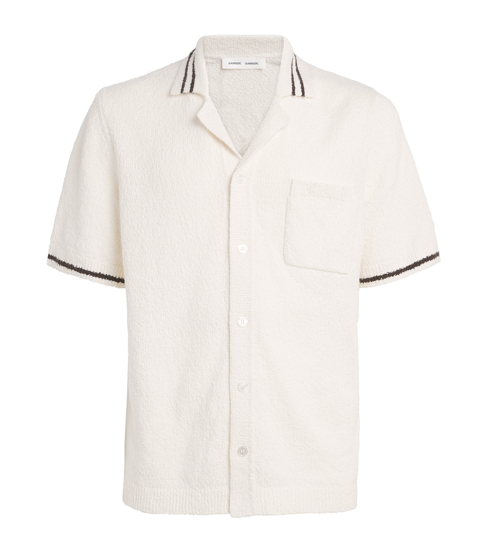Samsøe Samsøe Mens Bouclé Sapedro Short-Sleeve Shirt Clear Cream