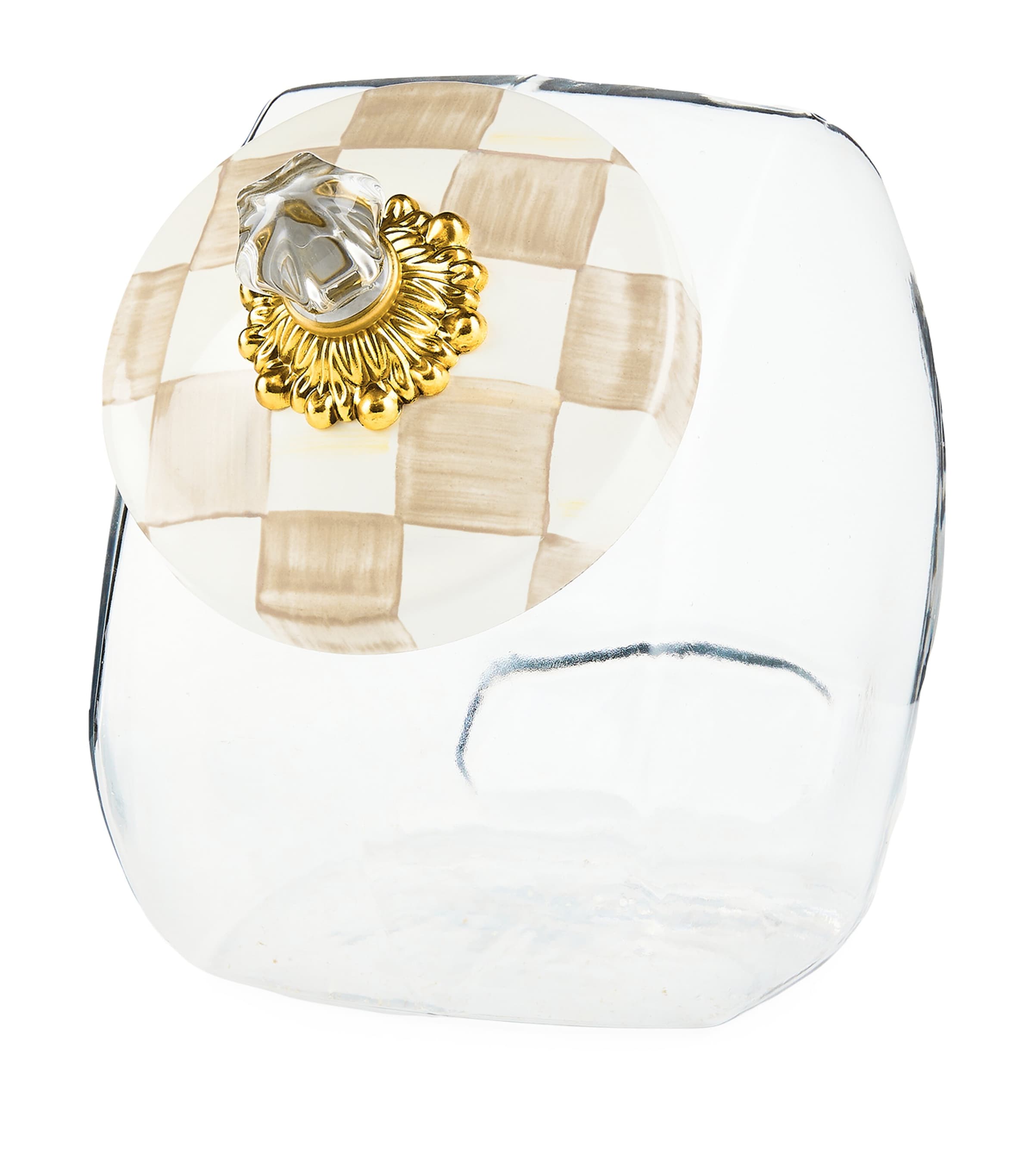 MacKenzie-Childs Mocha Check Cookie Jar Beige