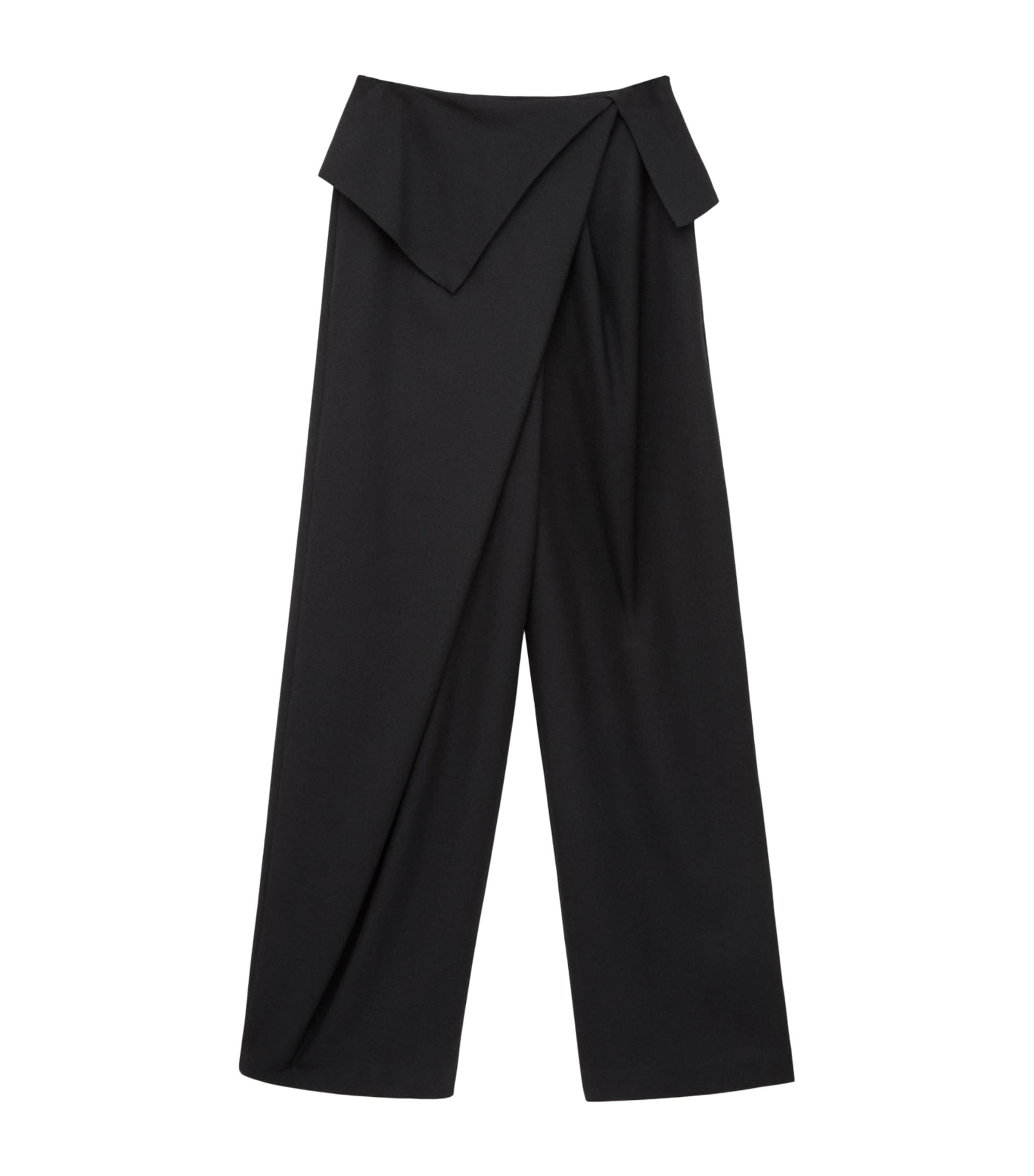 LOEWE Womens Wool-Blend Draped Trousers Black