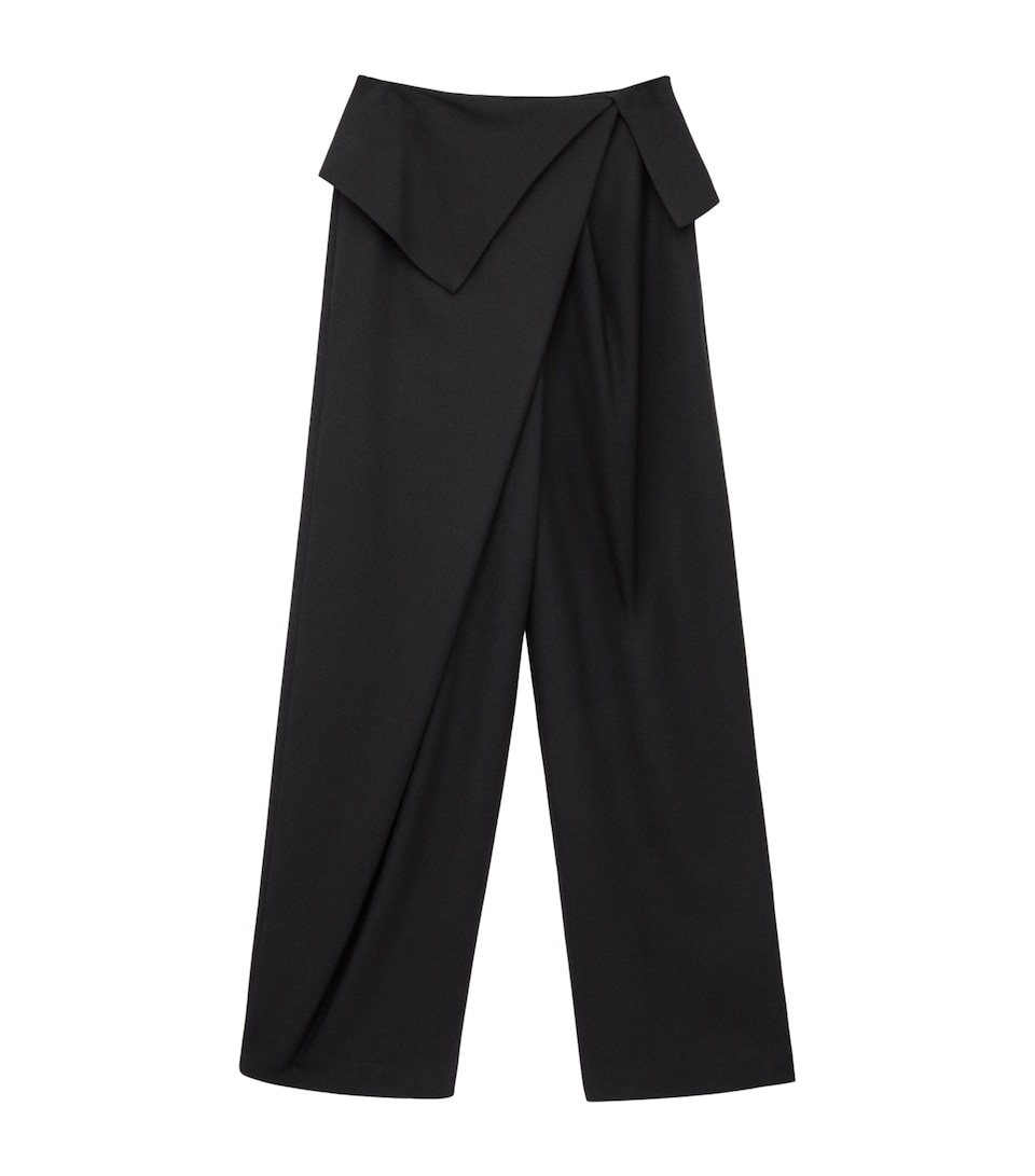 LOEWE Womens Wool-Blend Draped Trousers Black