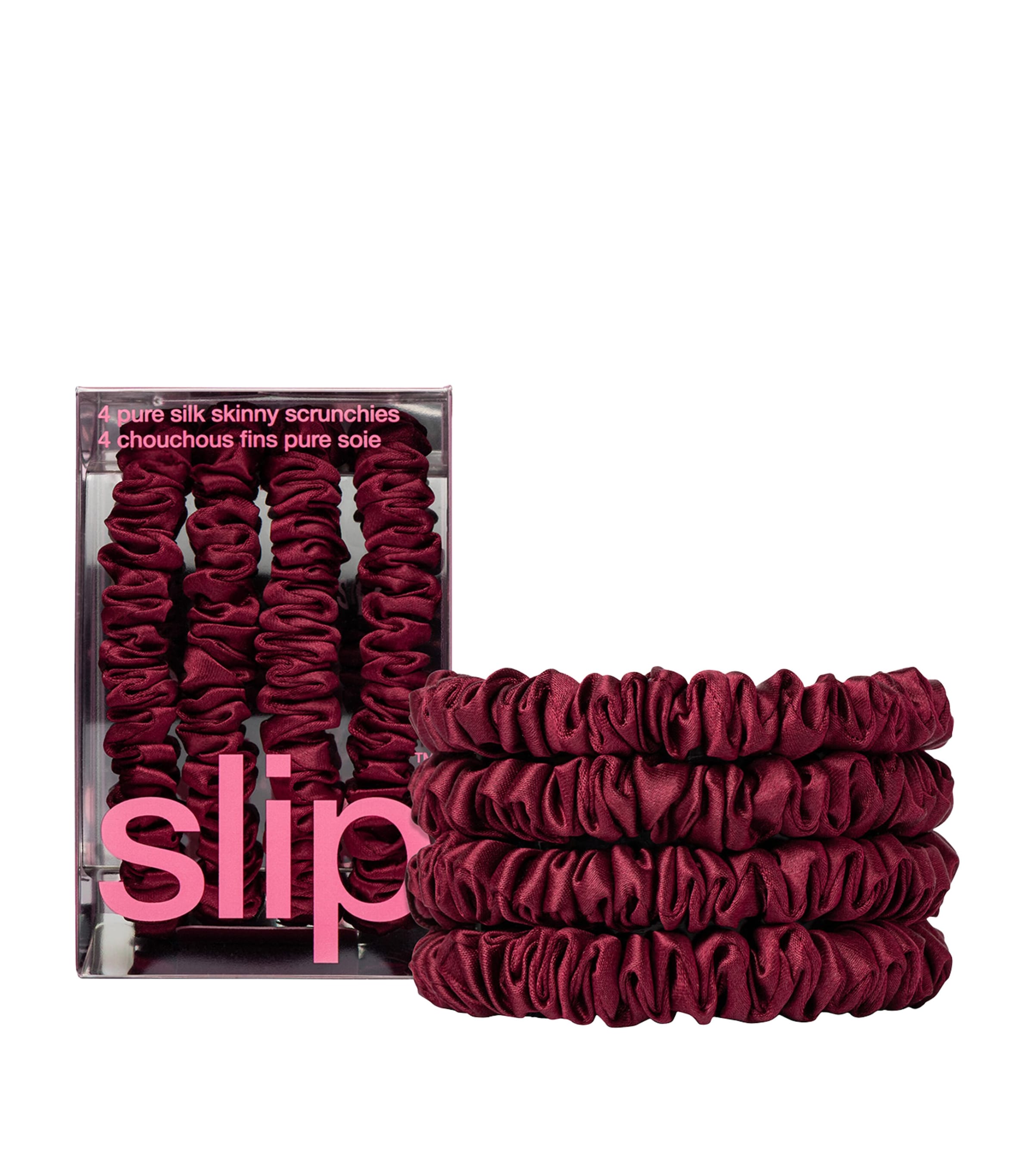 Slip Pure Silk Skinny Scrunchies (Set of 4) Maroon
