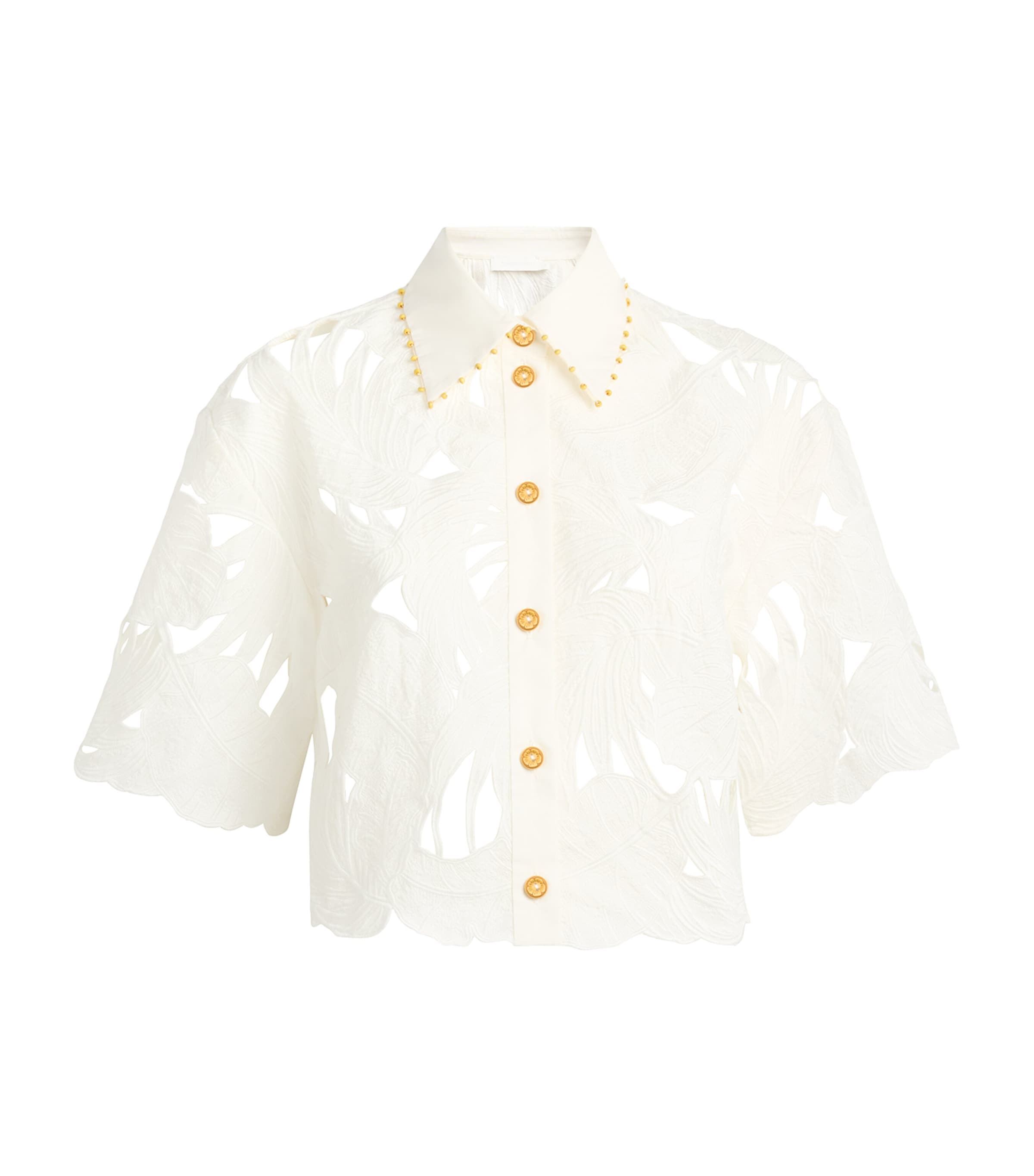 Zimmermann Womens Cotton Embroidered Mahon Shirt Ivo Ivory