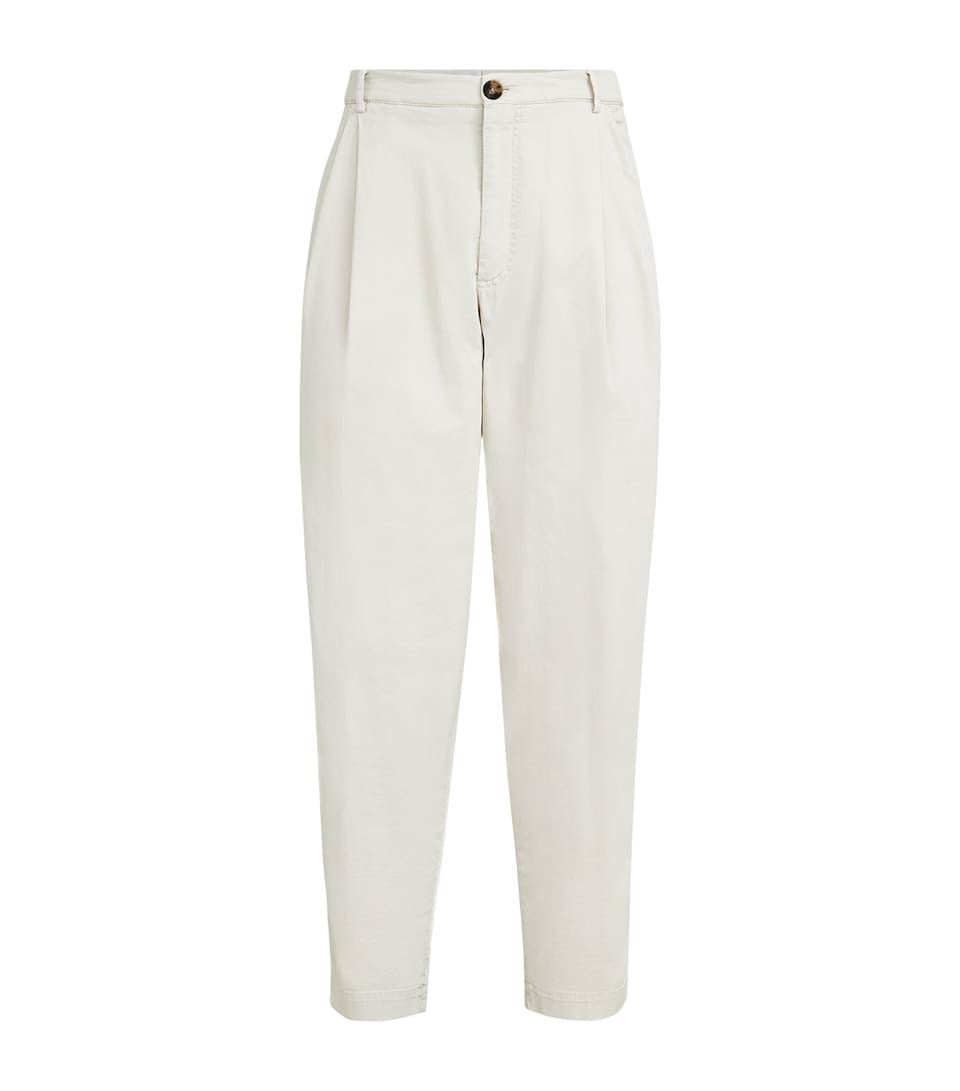 Stretch-Cotton Double-Pleated Trousers