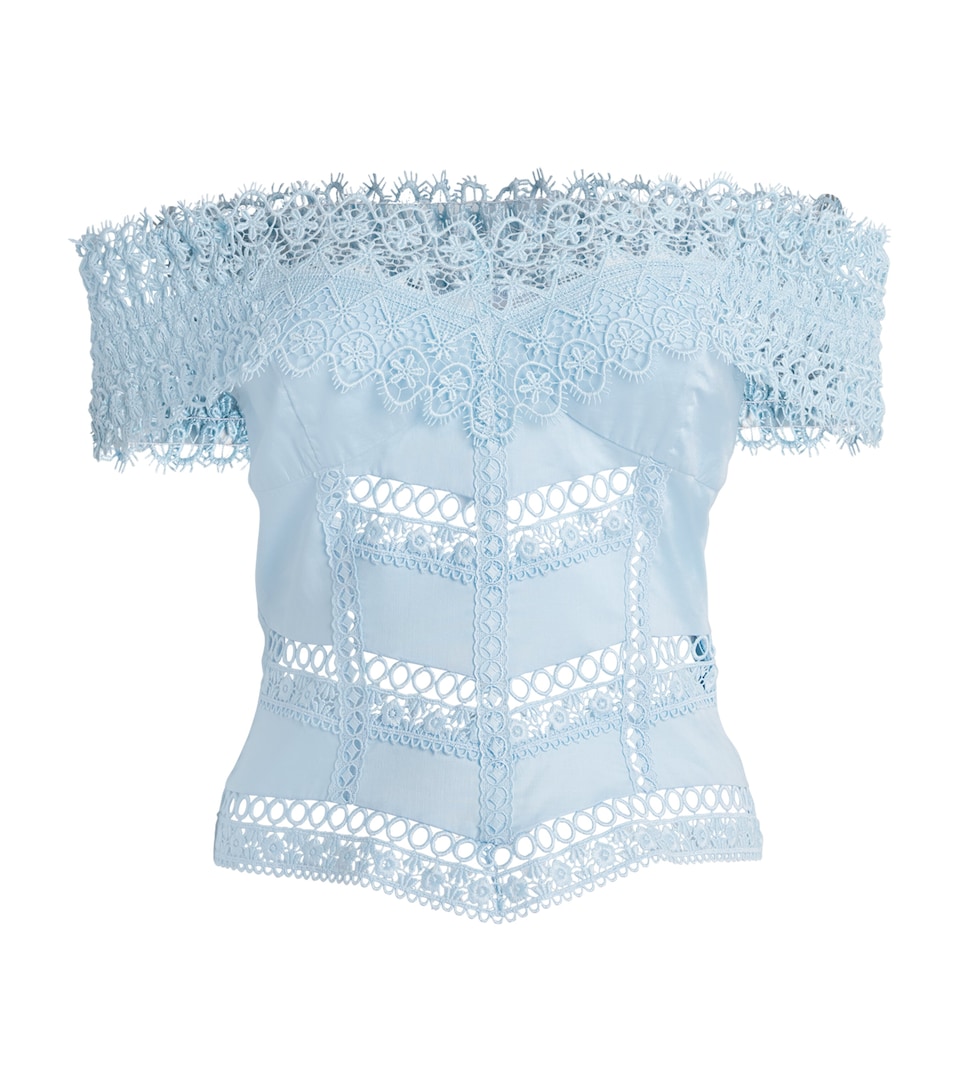 Charo Ruiz Ibiza Womens Cotton Voile Elisette Top Blue Artic