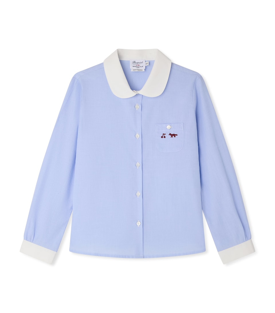 Bonpoint x Maison Kitsuné Cotton Embroidered Shirt (14 Years) Bleu