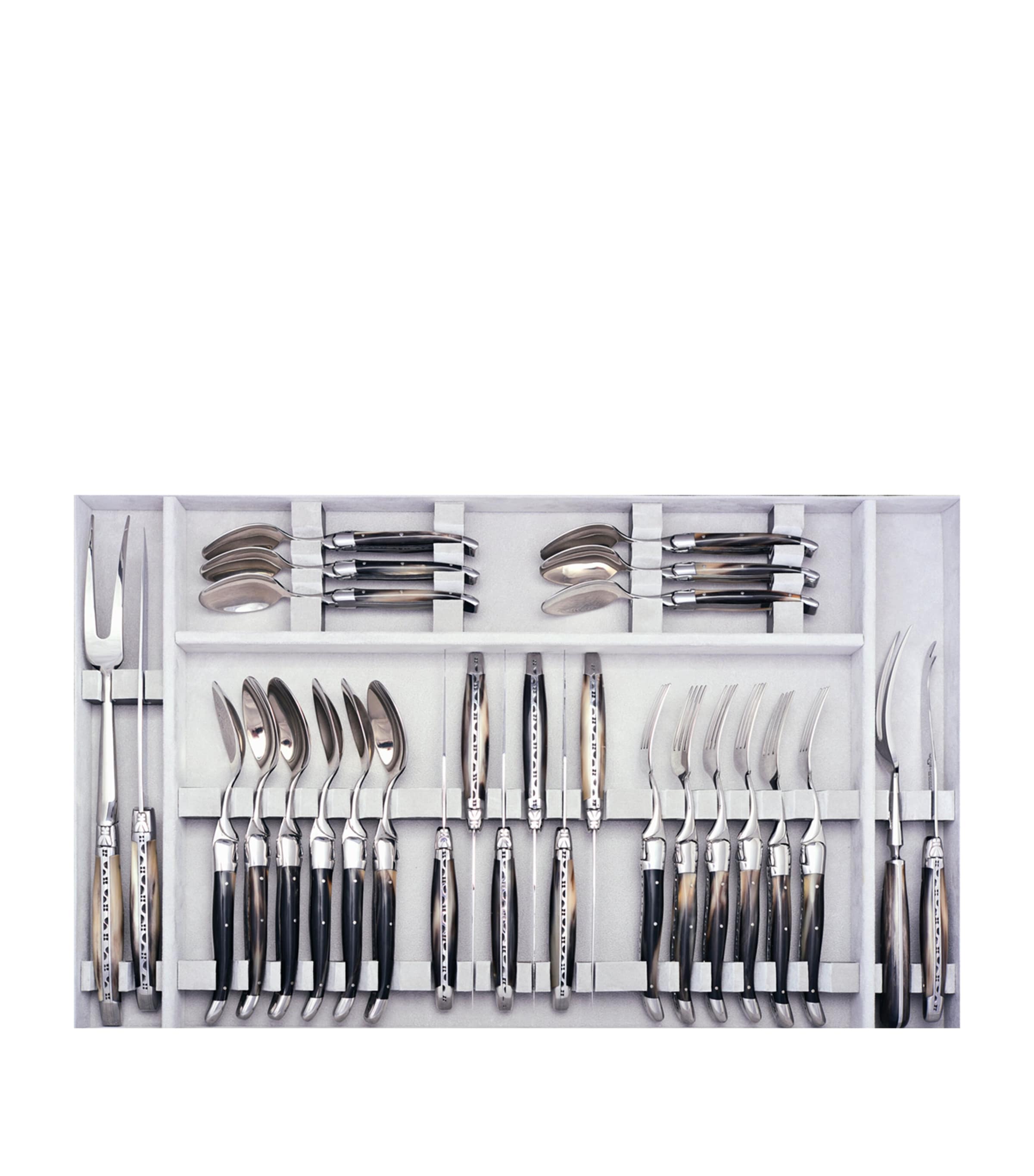 Laguiole Shiny Horn Stainless Steel 24-Piece Cutlery Set Horn Colour