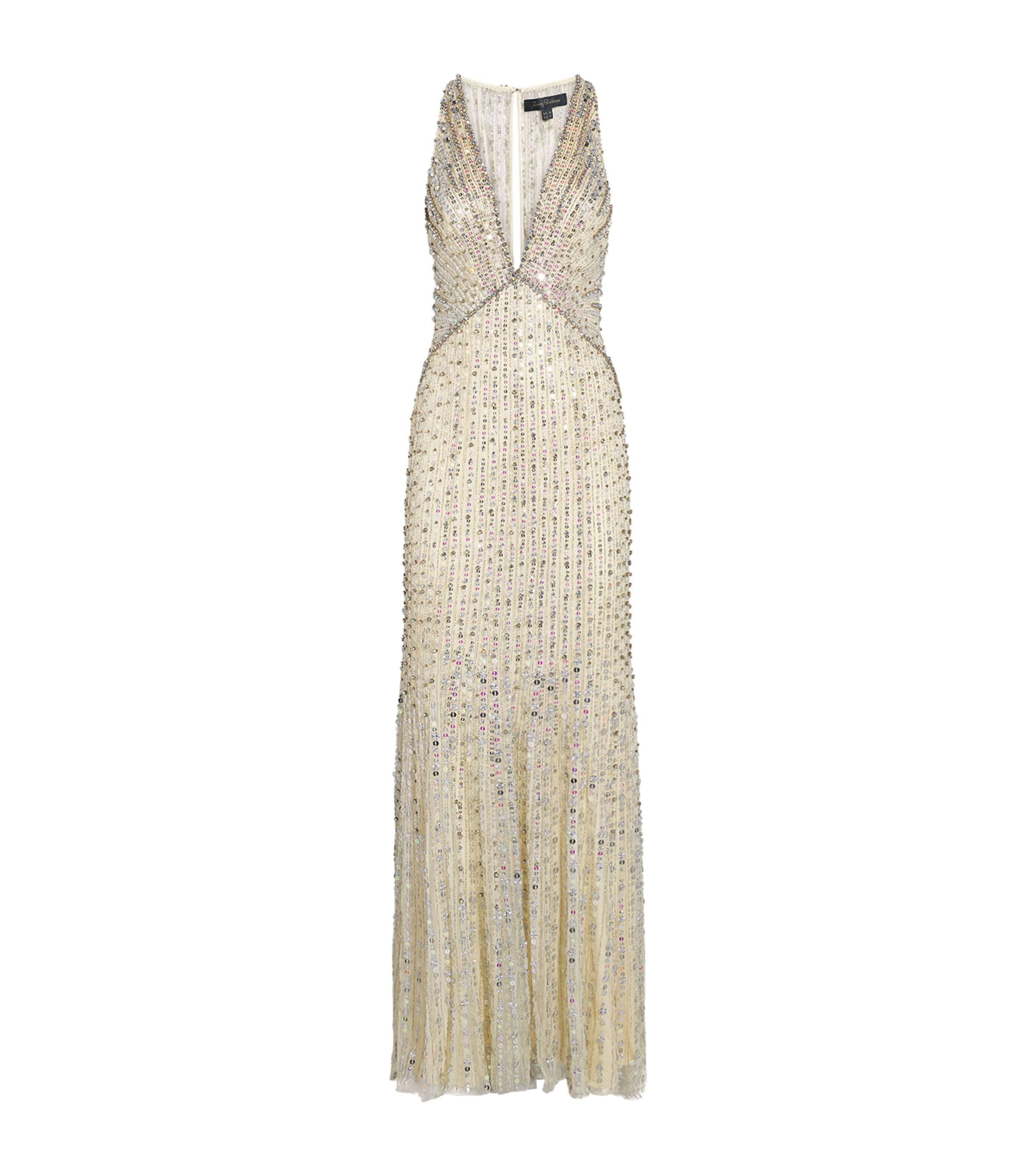 Jenny Packham Womens Embellished Atlas Gown Pacrchment