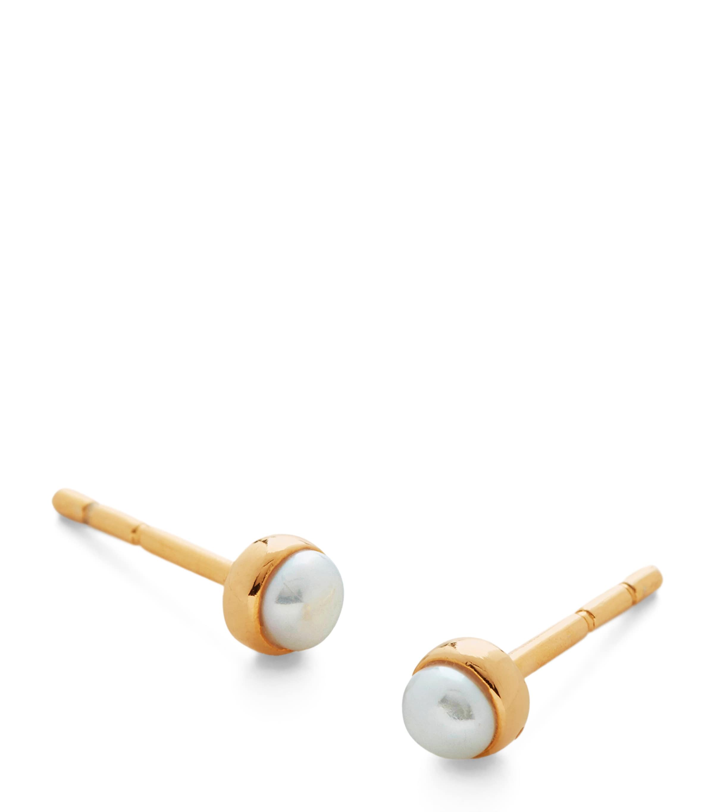 Monica Vinader Mini Gold Vermeil and Pearl Stud Earrings White