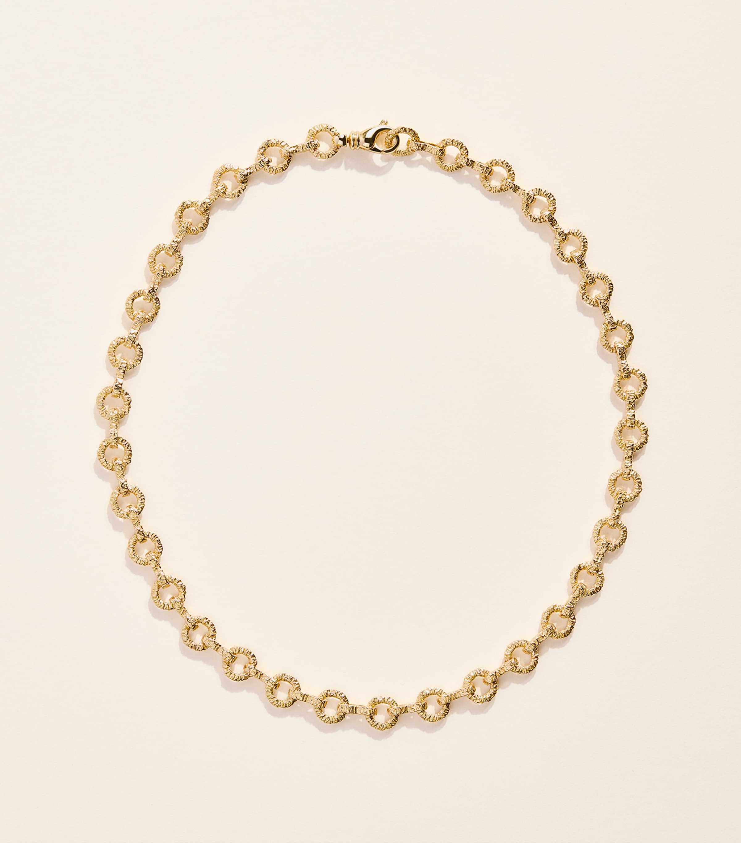 Azlee Yellow Gold Textured Chain Necklace Yellow Gold