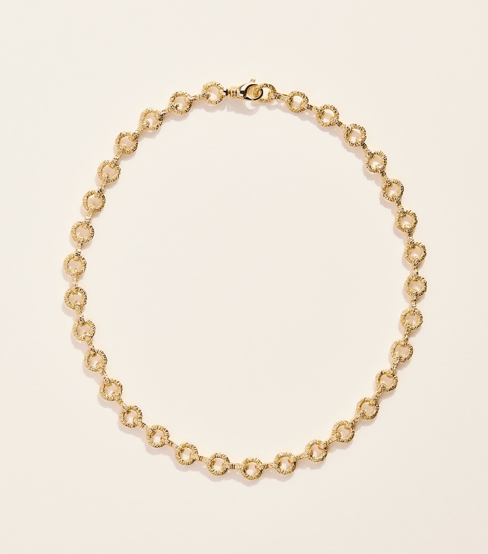 Azlee Yellow Gold Textured Chain Necklace Yellow Gold