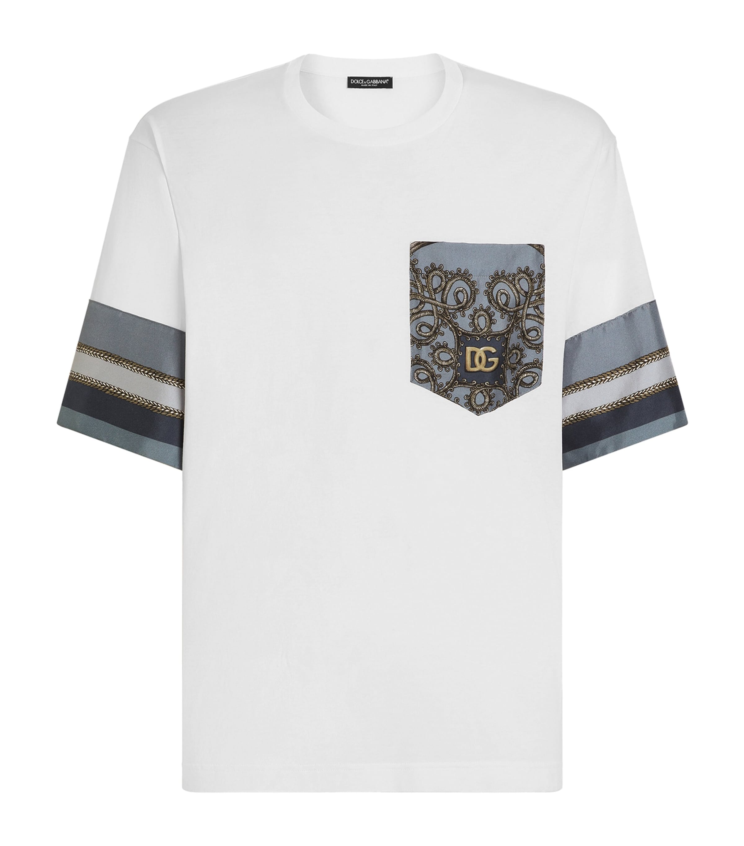 Dolce&Gabbana Mens Cotton-Silk Pocket T-Shirt Optical White