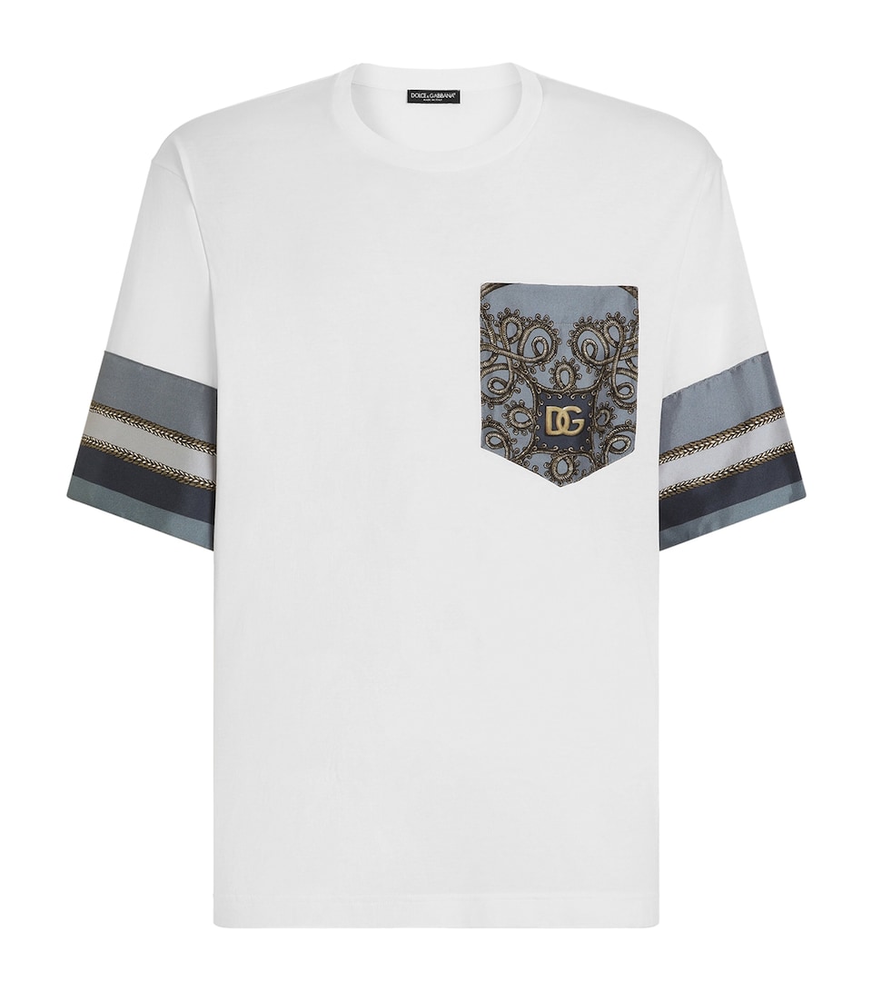 Dolce&Gabbana Mens Cotton-Silk Pocket T-Shirt Optical White