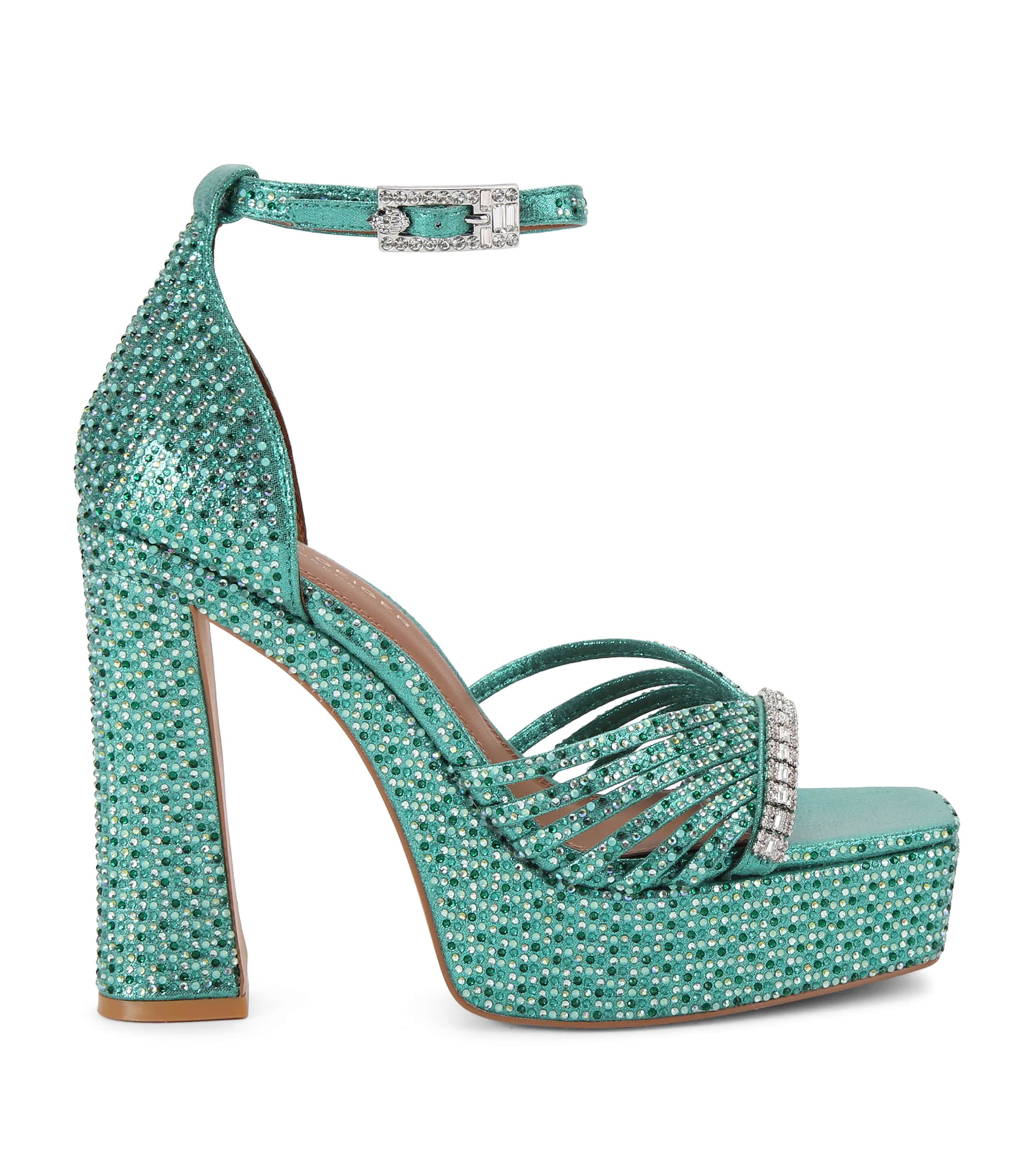Kurt Geiger London Crystal Strap Platform Sandals Green