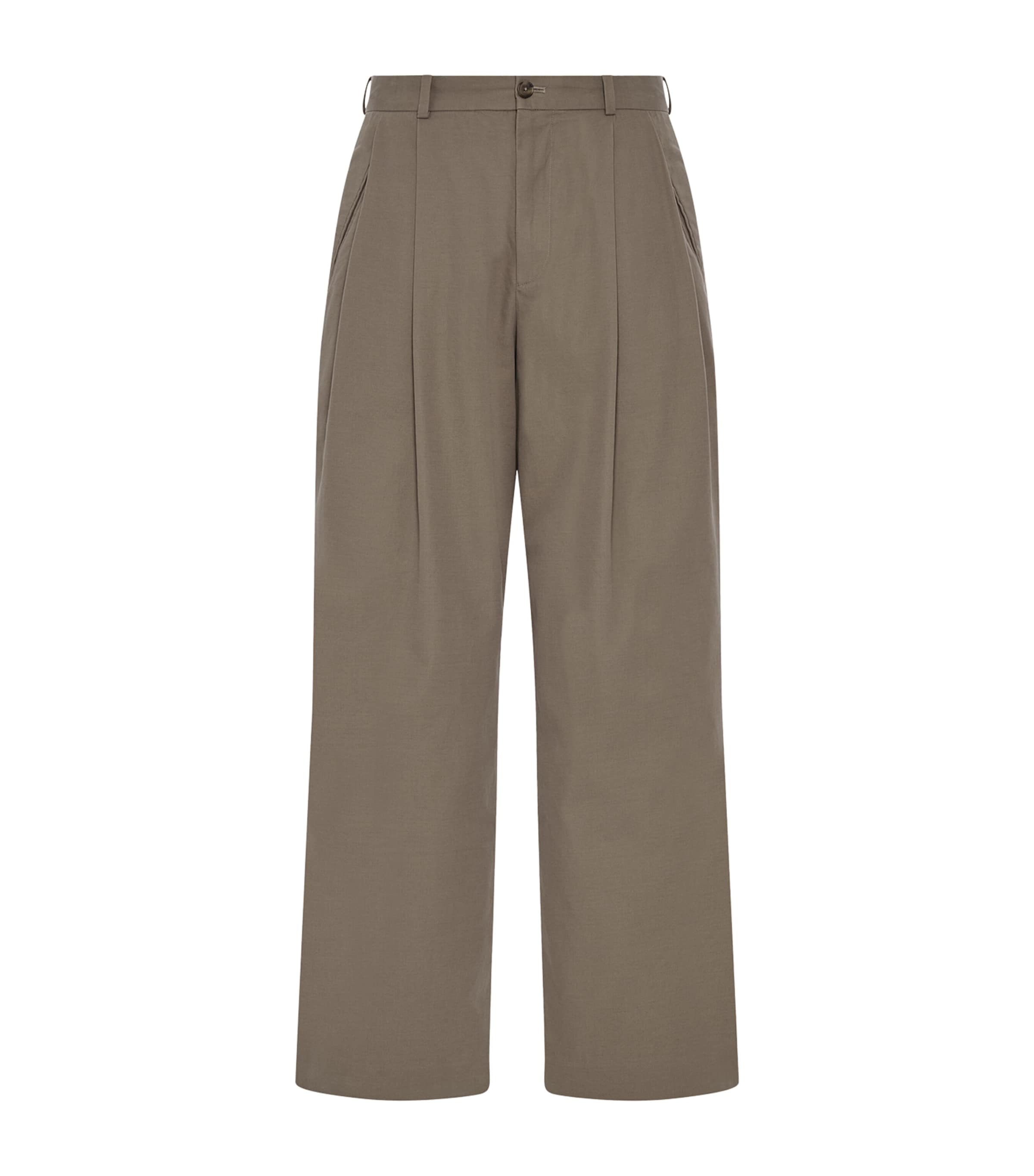 The Row Mens Tibor Cotton-Cashmere Straight Dark Sand