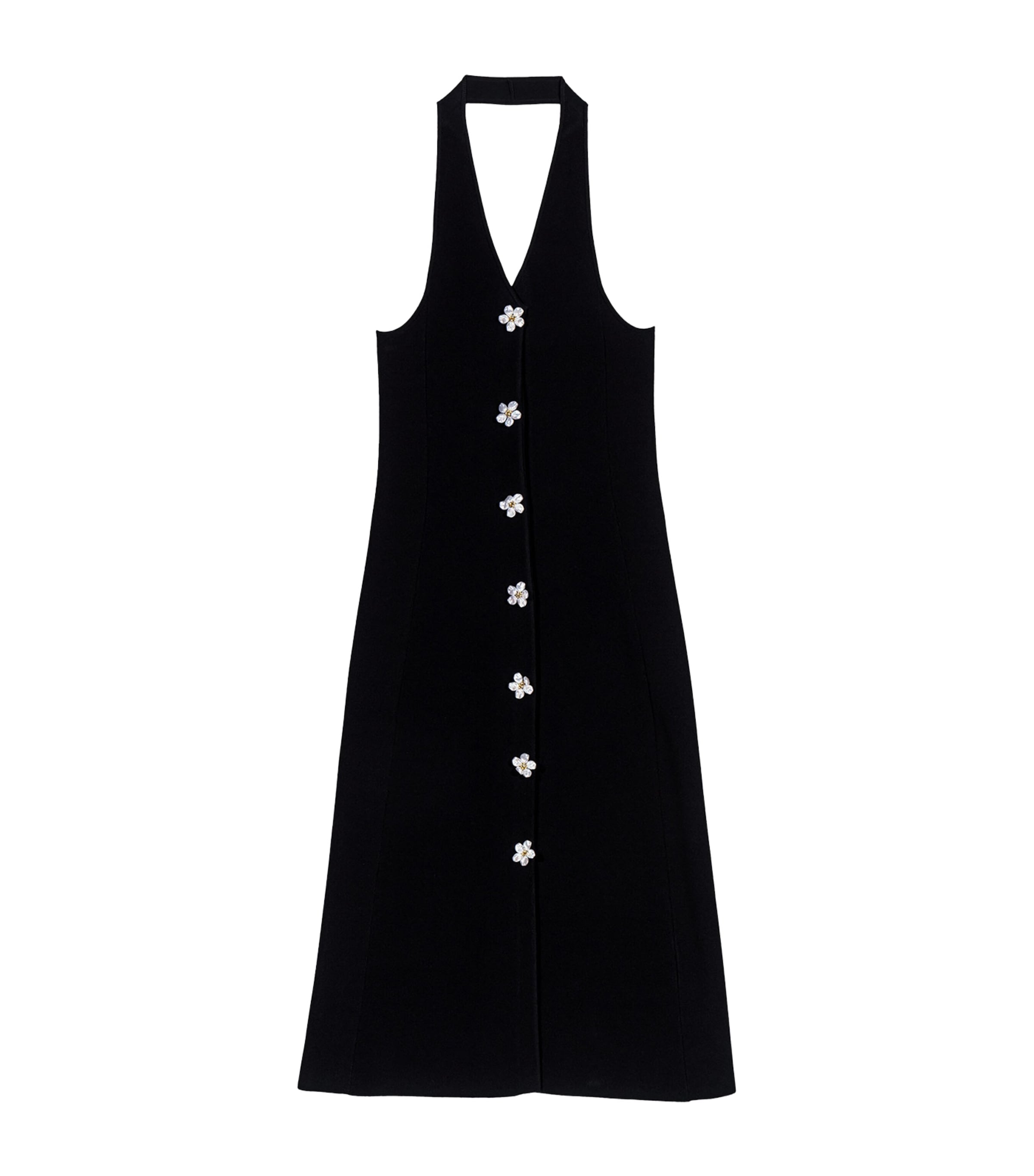 Maje Womens Knitted Halterneck Midi Dress Black