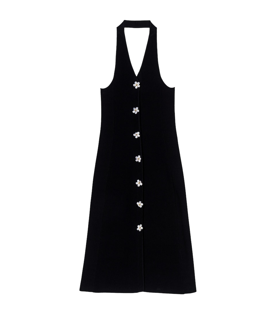 Maje Womens Knitted Halterneck Midi Dress Black
