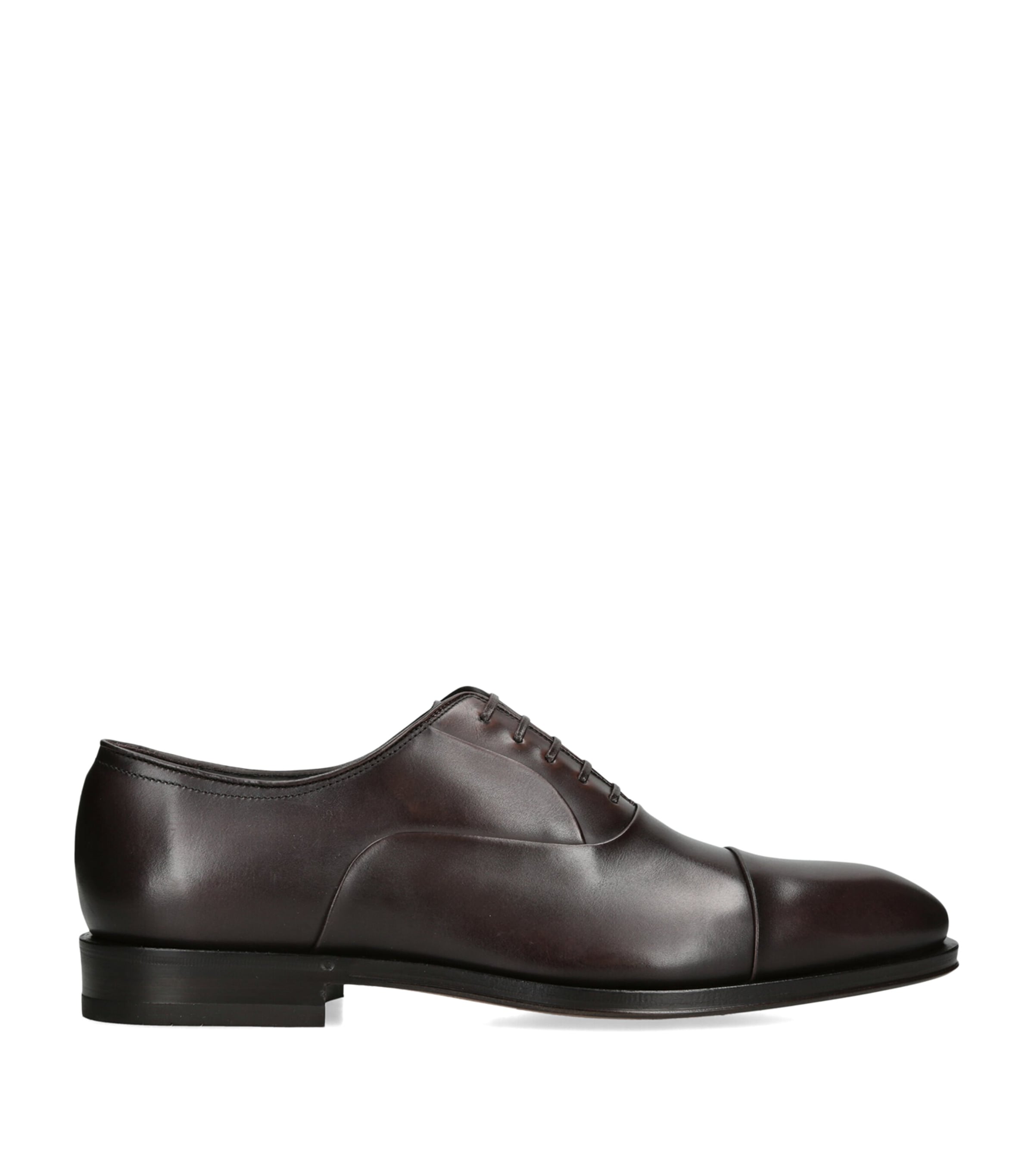 Salvatore Ferragamo Leather Toronto Derby Shoes Dark Brown