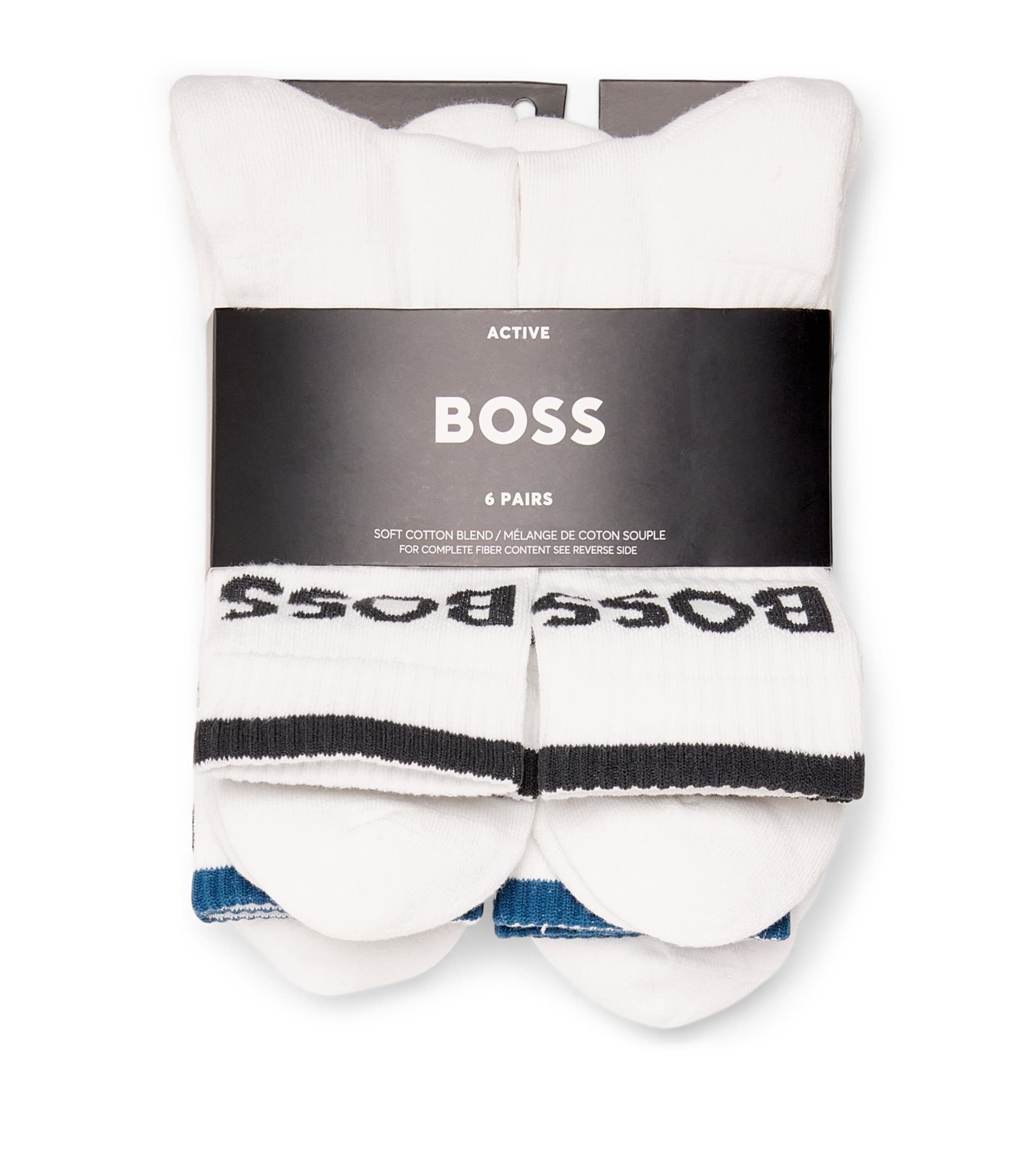 BOSS Mens Ribbed Stripe Logo Socks (Pack of 6) Open Miscel