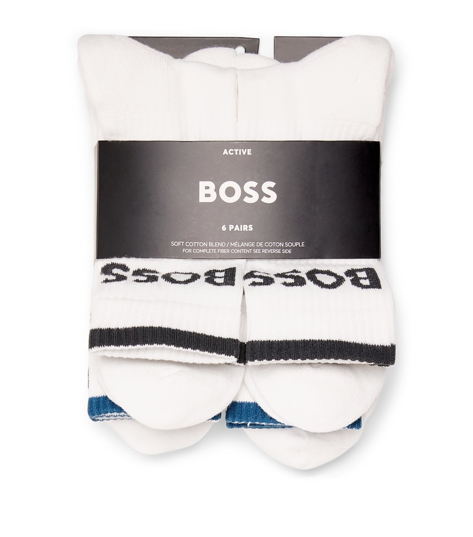 BOSS Mens Ribbed Stripe Logo Socks (Pack of 6) Open Miscel