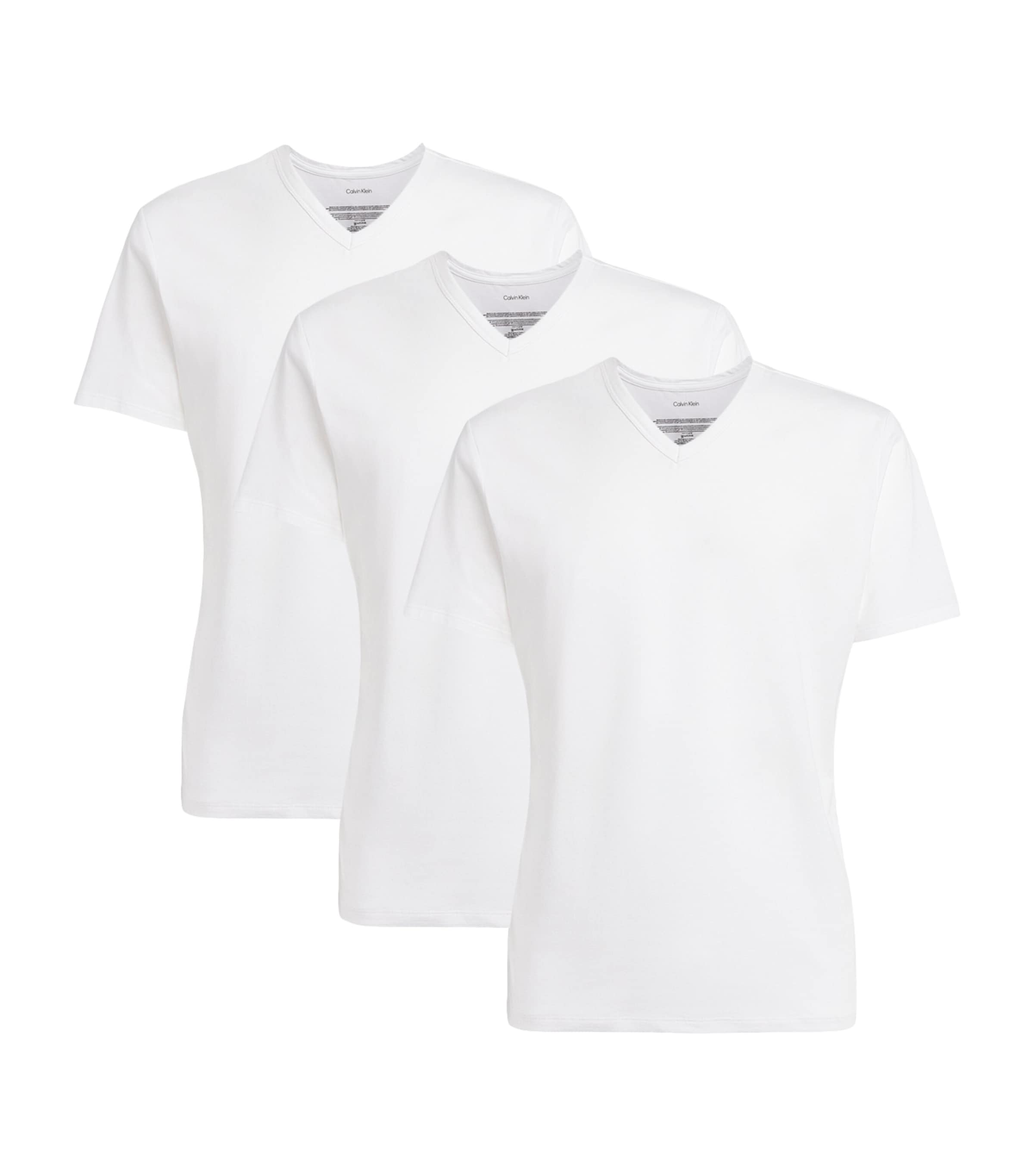 Calvin Klein Mens Stretch-Cotton V-Neck T-Shirts (Pack of 3) White