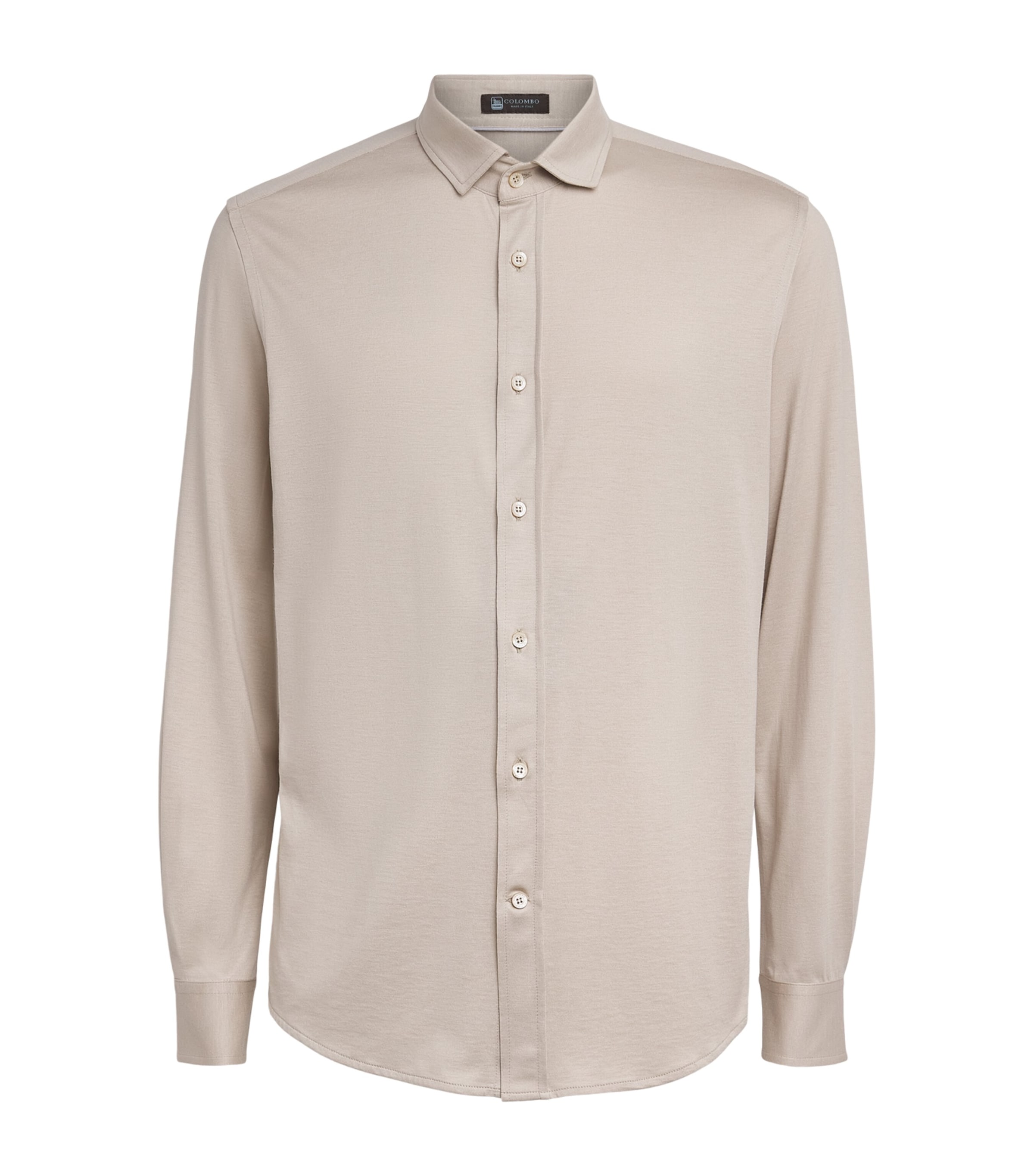 Colombo Mens Silk-Cotton Shirt Beige