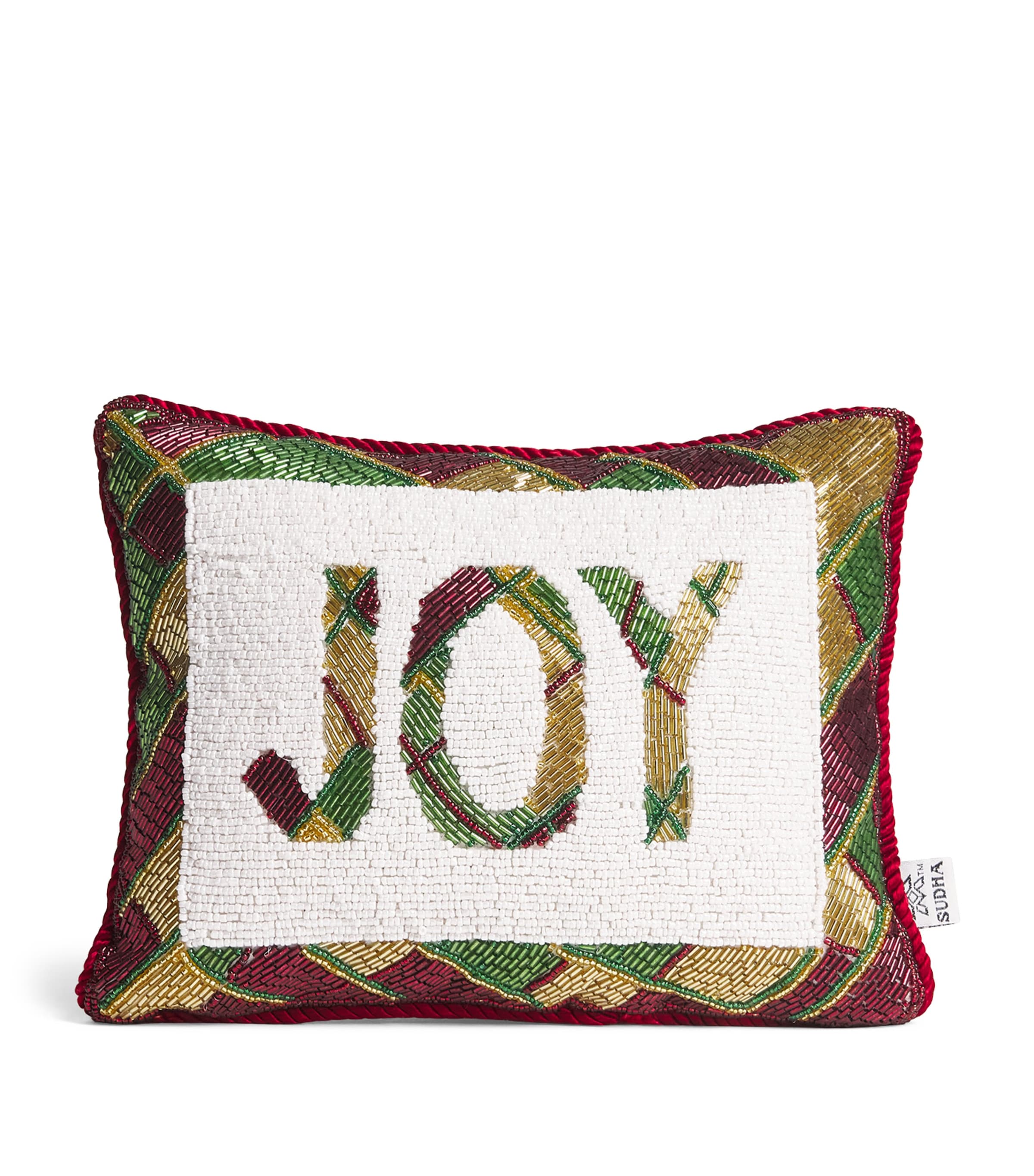 Harrods Plaid Embroidered Joy Pillow