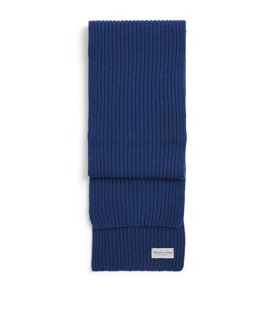 Johnstons Of Elgin Cashmere Lovat Ribbed Scarf Adelphi Blue