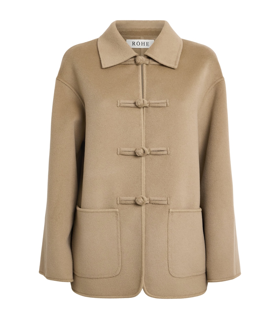 Róhe Womens Wool Double-Faced Coat Desert Brown