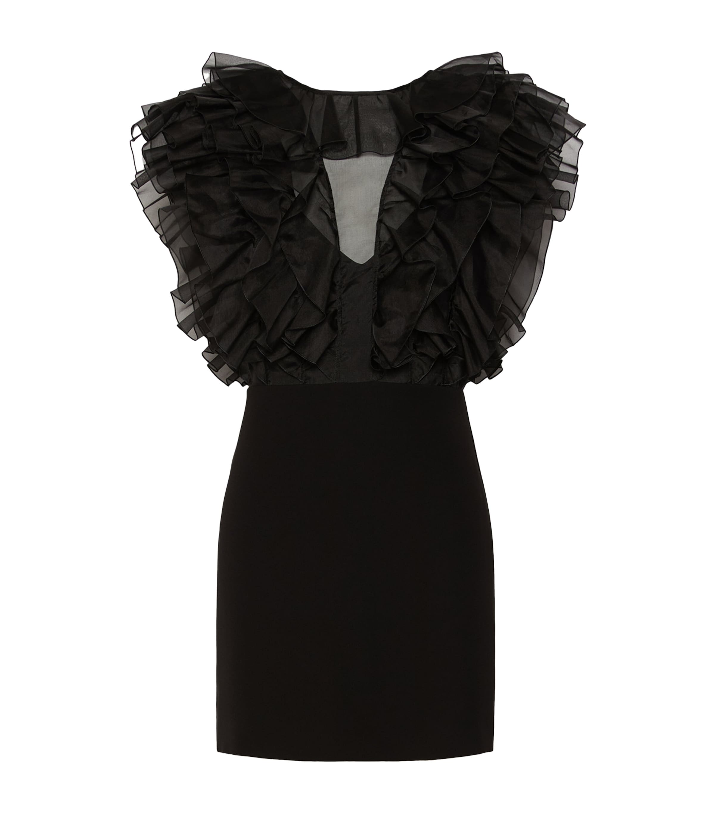 Max Mara Womens Tulle-Ruffle Mini Dress Black