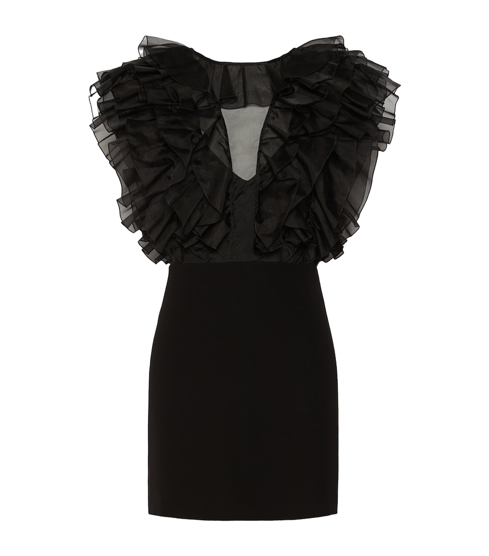 Max Mara Womens Tulle-Ruffle Mini Dress Black