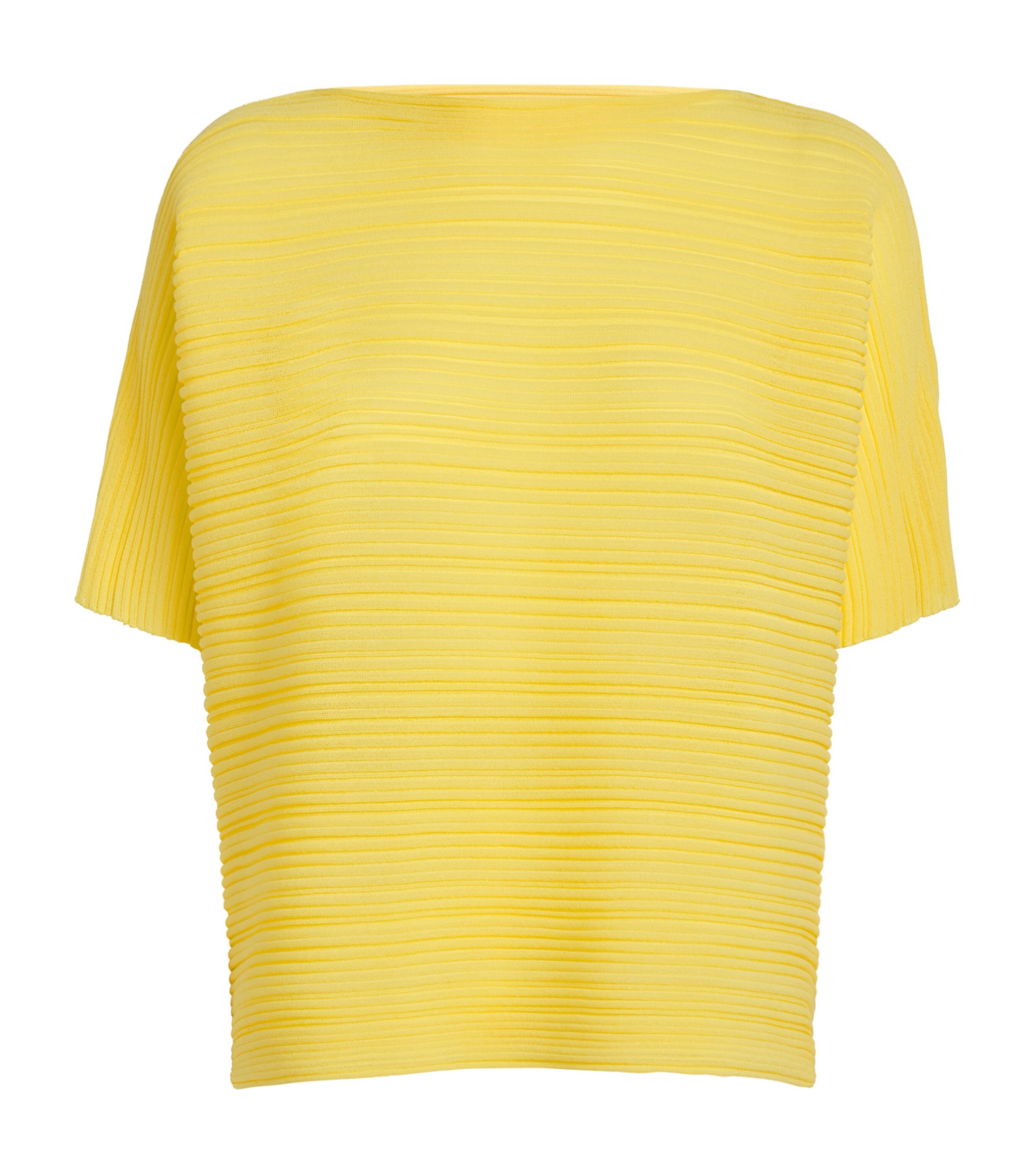 Pleats Please Issey Miyake Womens Paper Bounce Knit T-Shirt Pale Yellow