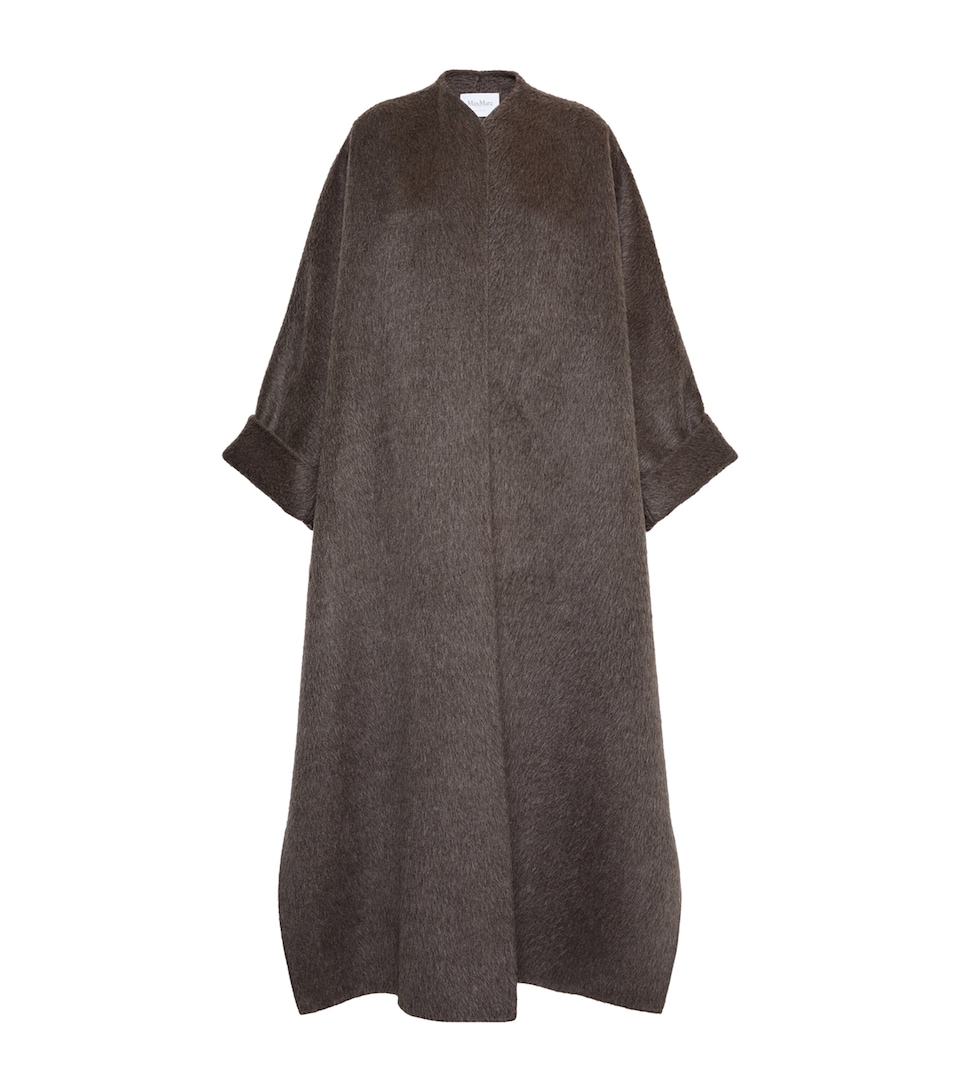 Max Mara Womens Camel Wool-Mohair Coat Mud