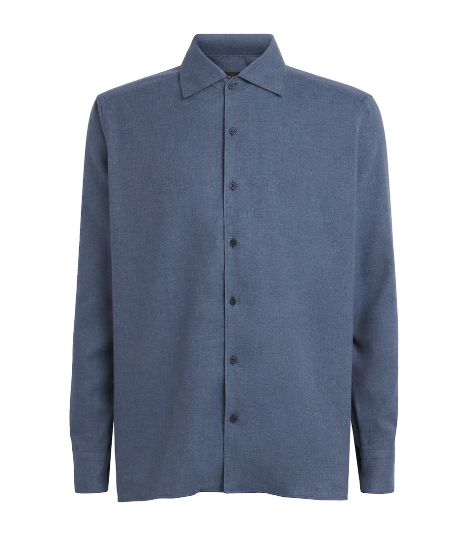 Colombo Mens Cotton Twill Shirt Blue Denim