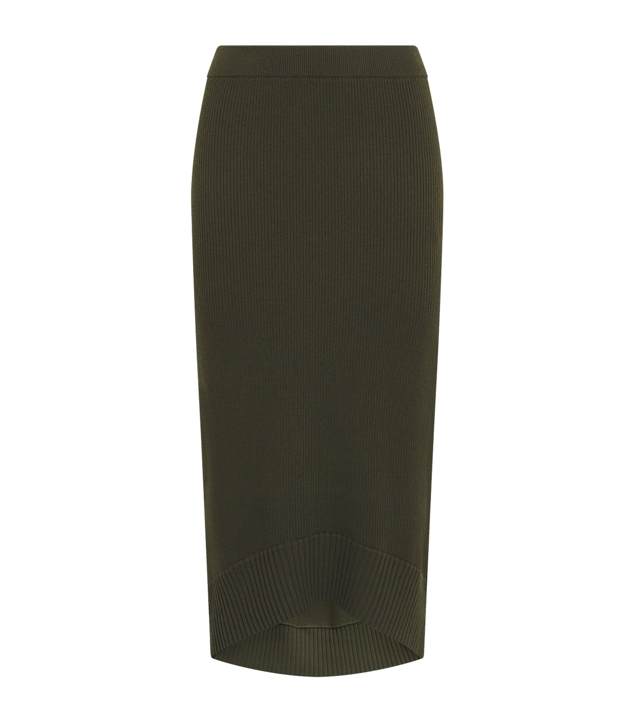 Victoria Beckham Womens Merino Wool-Blend Ribbed Midi Skirt Green