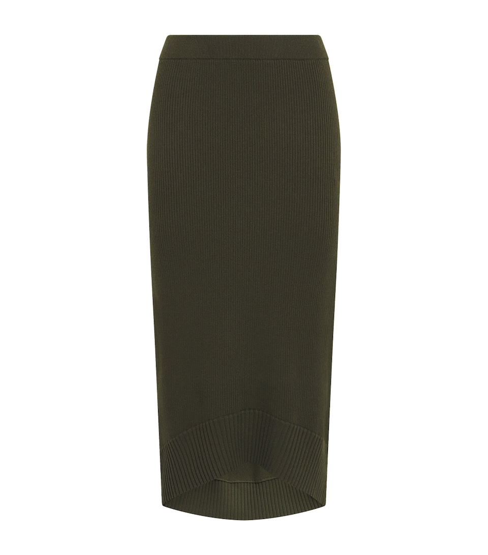 Victoria Beckham Womens Merino Wool-Blend Ribbed Midi Skirt Green