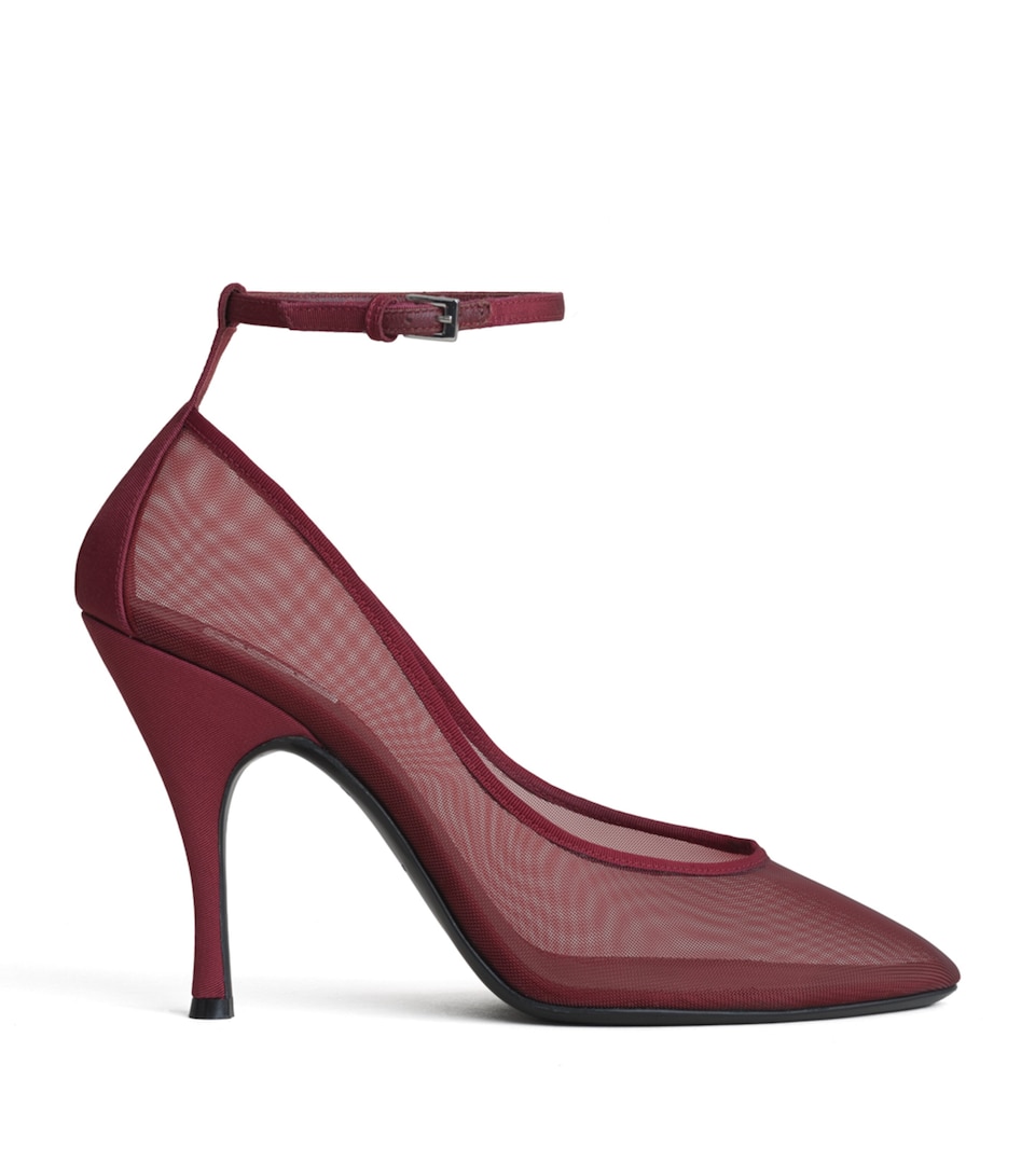 Alaïa Mesh Ankle-Strap Pumps 100 Bordeaux
